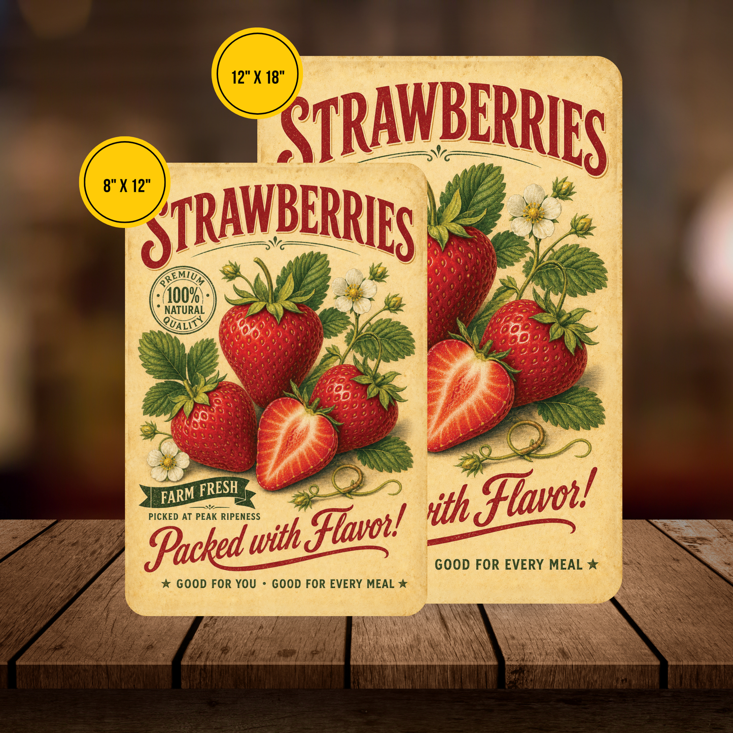 Vintage Strawberries Farm Fresh Aluminum Sign