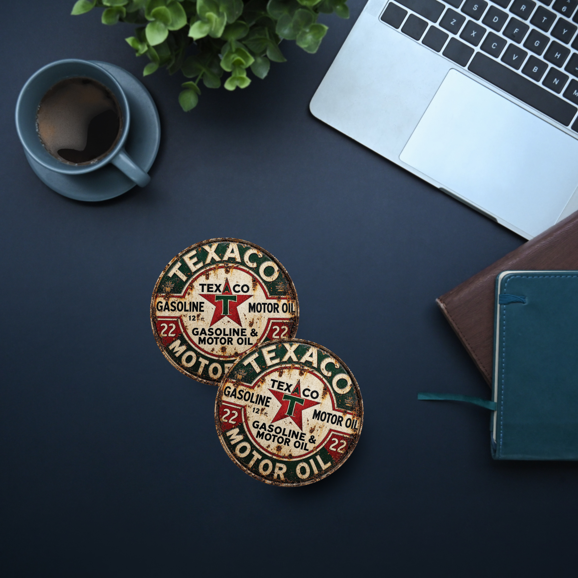 Vintage Texaco Gasoline & Motor Oil Ceramic Coaster – 4-Inch Round