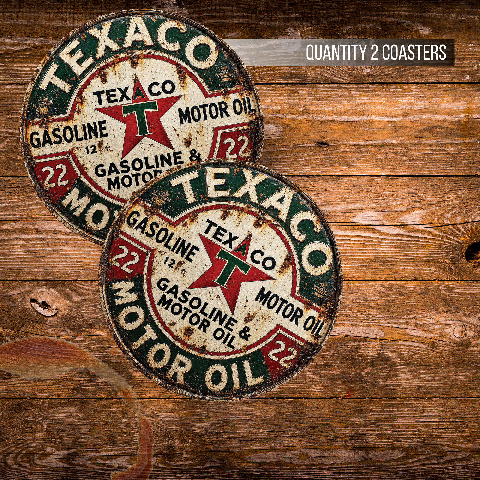 Vintage Texaco Gasoline & Motor Oil Ceramic Coaster – 4-Inch Round