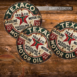 Vintage Texaco Gasoline & Motor Oil Ceramic Coaster – 4-Inch Round