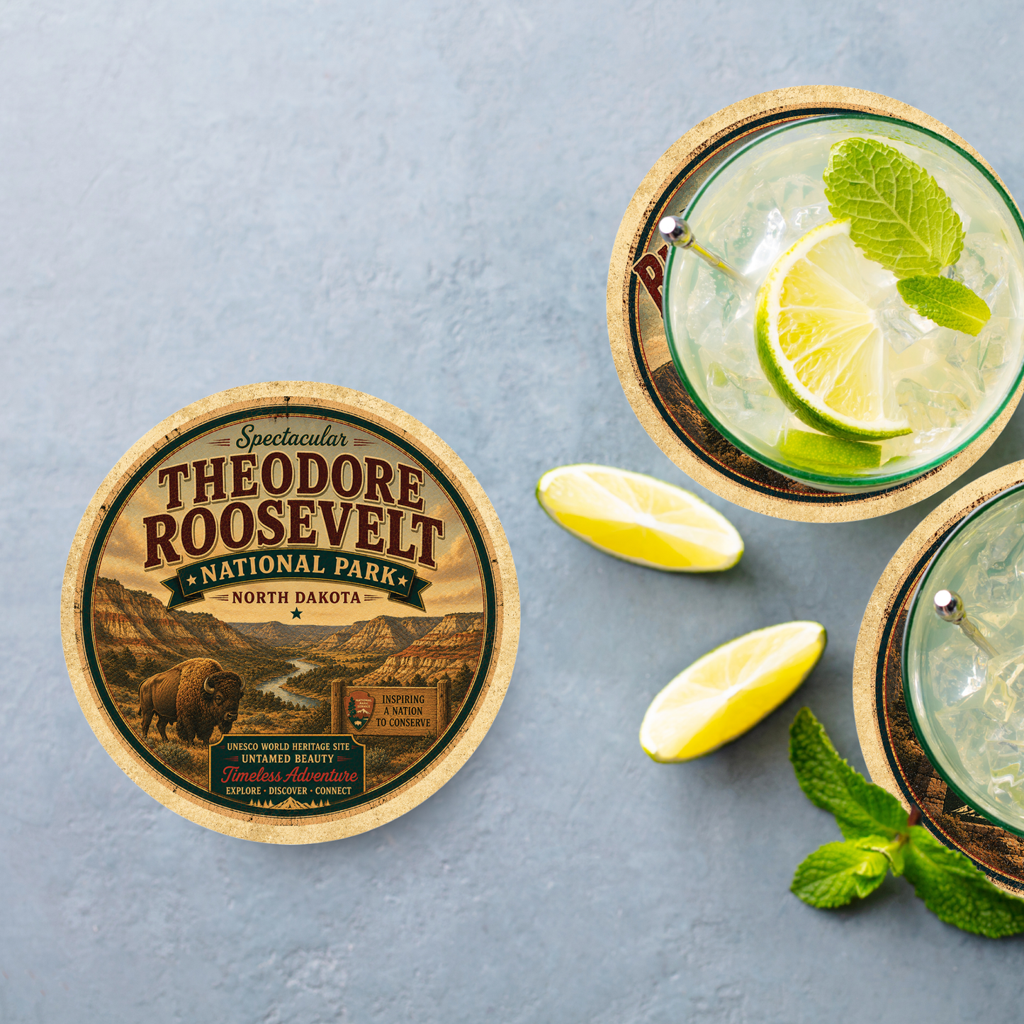 Theodore Roosevelt National Park Ceramic Coaster – 4" Round