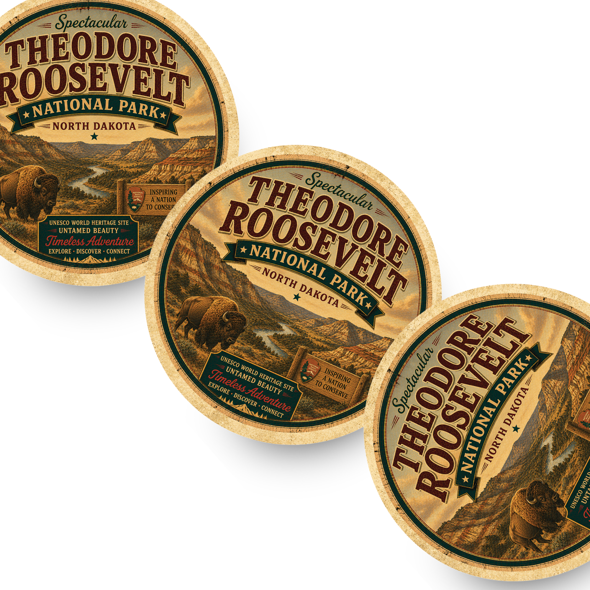 Theodore Roosevelt National Park Ceramic Coaster – 4" Round