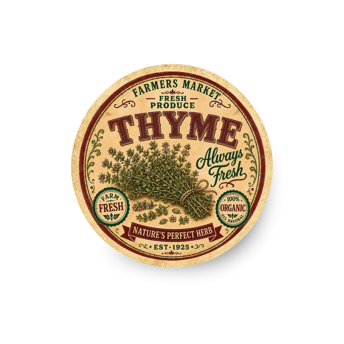 Vintage Thyme Refrigerator Magnet