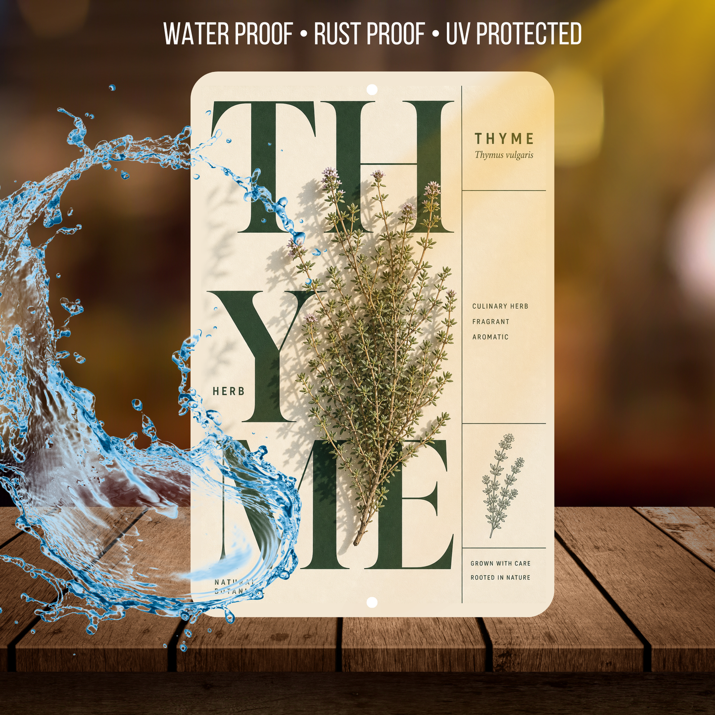 Thyme Botanical Aluminum Sign – Herb Kitchen & Garden Décor