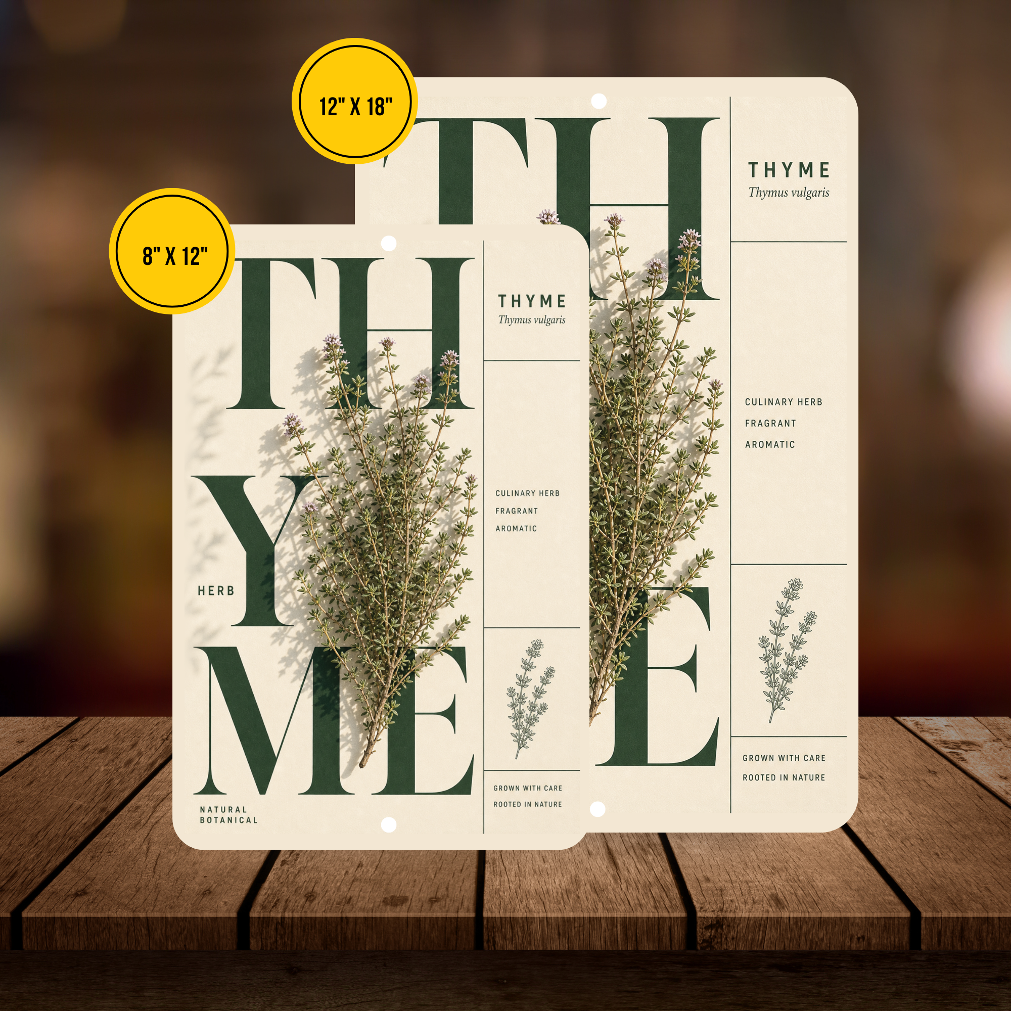 Thyme Botanical Aluminum Sign – Herb Kitchen & Garden Décor