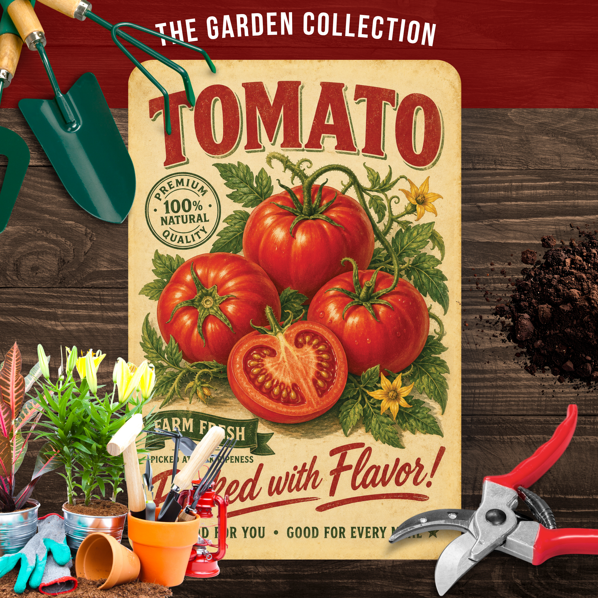 Vintage Tomato Farm Fresh Aluminum Sign