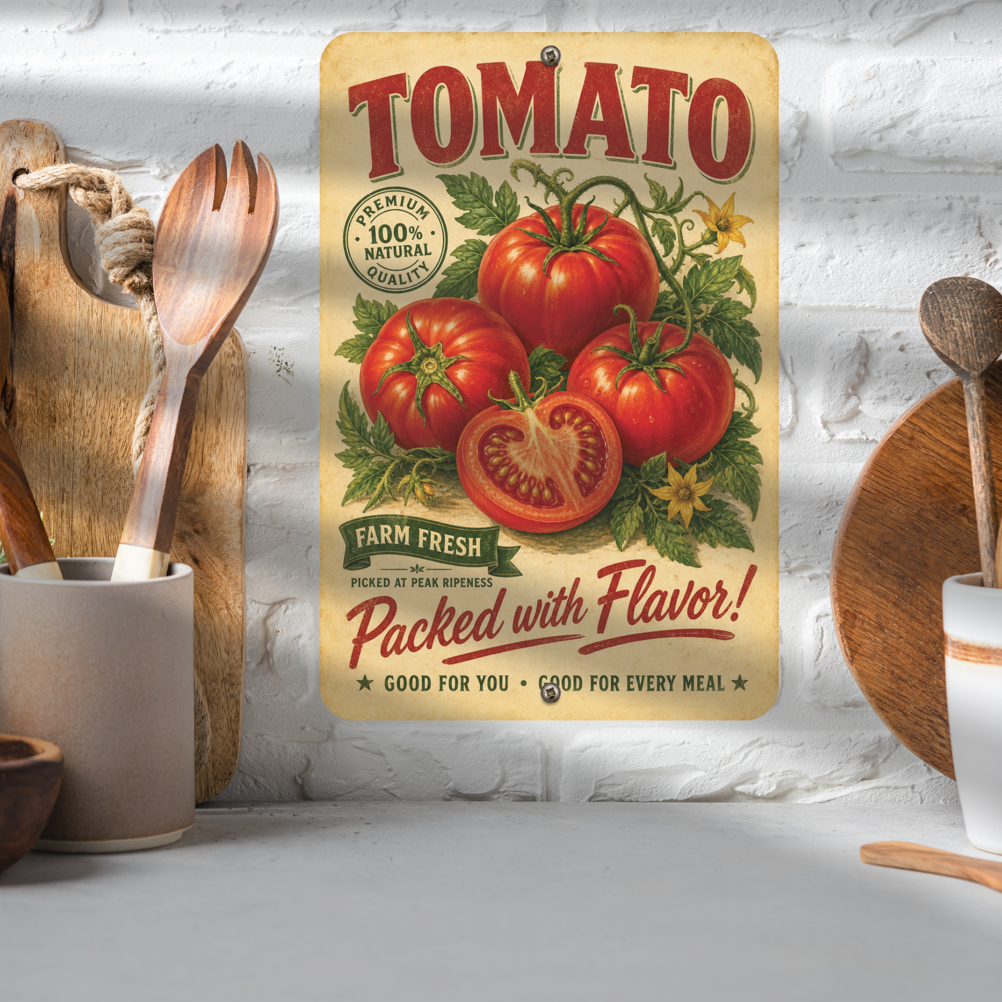 Vintage Tomato Farm Fresh Aluminum Sign