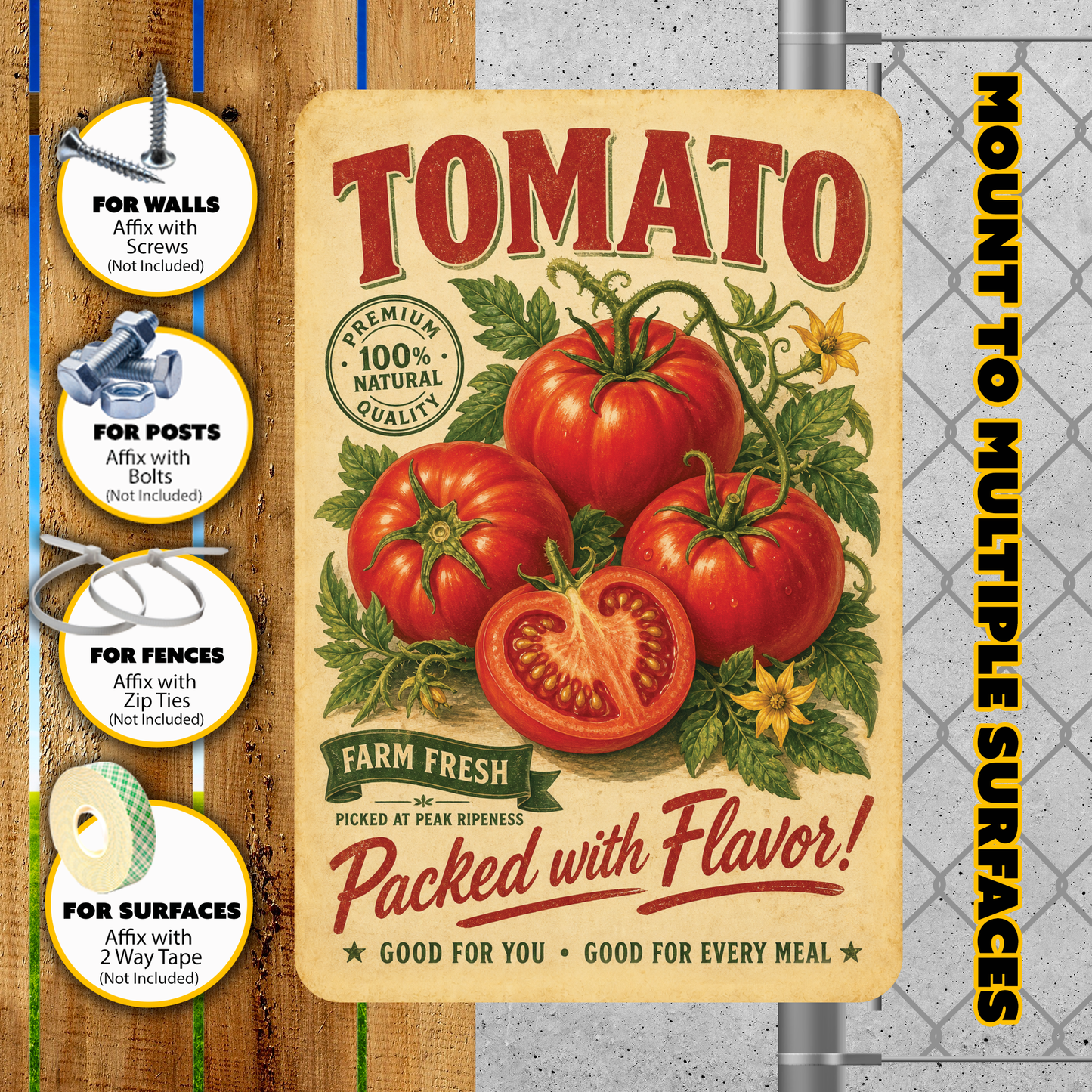 Vintage Tomato Farm Fresh Aluminum Sign
