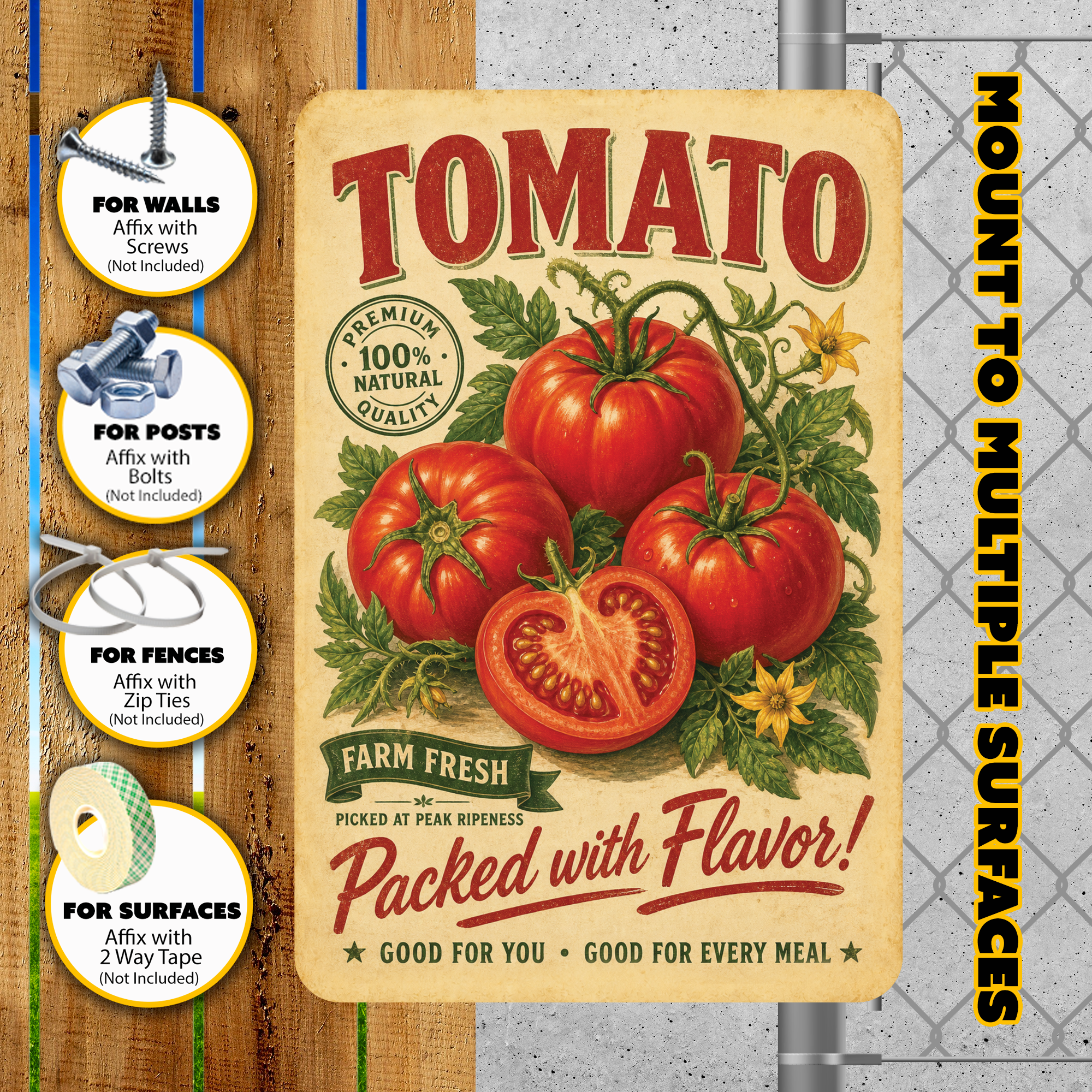 Vintage Tomato Farm Fresh Aluminum Sign