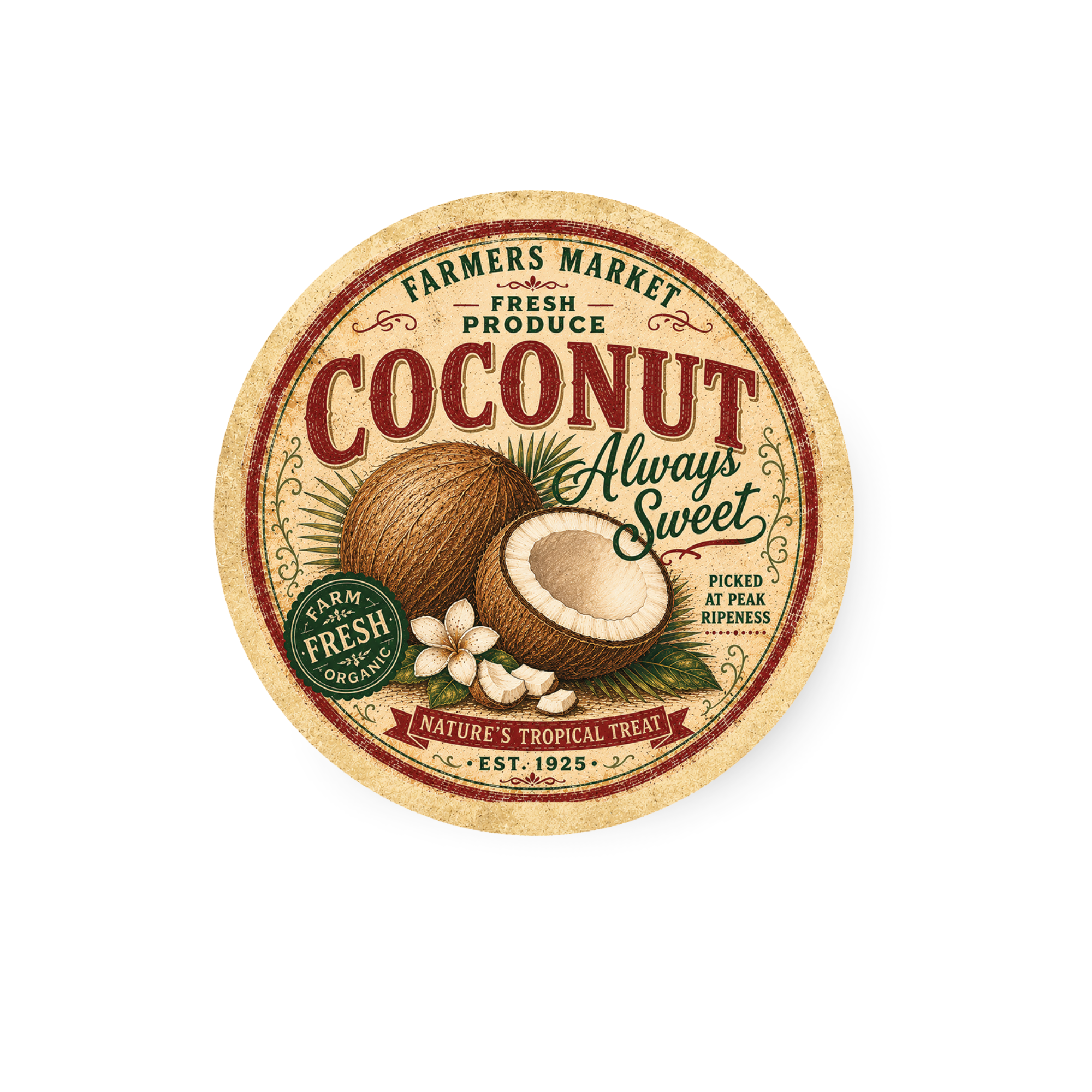 Vintage Coconut Refrigerator Magnet