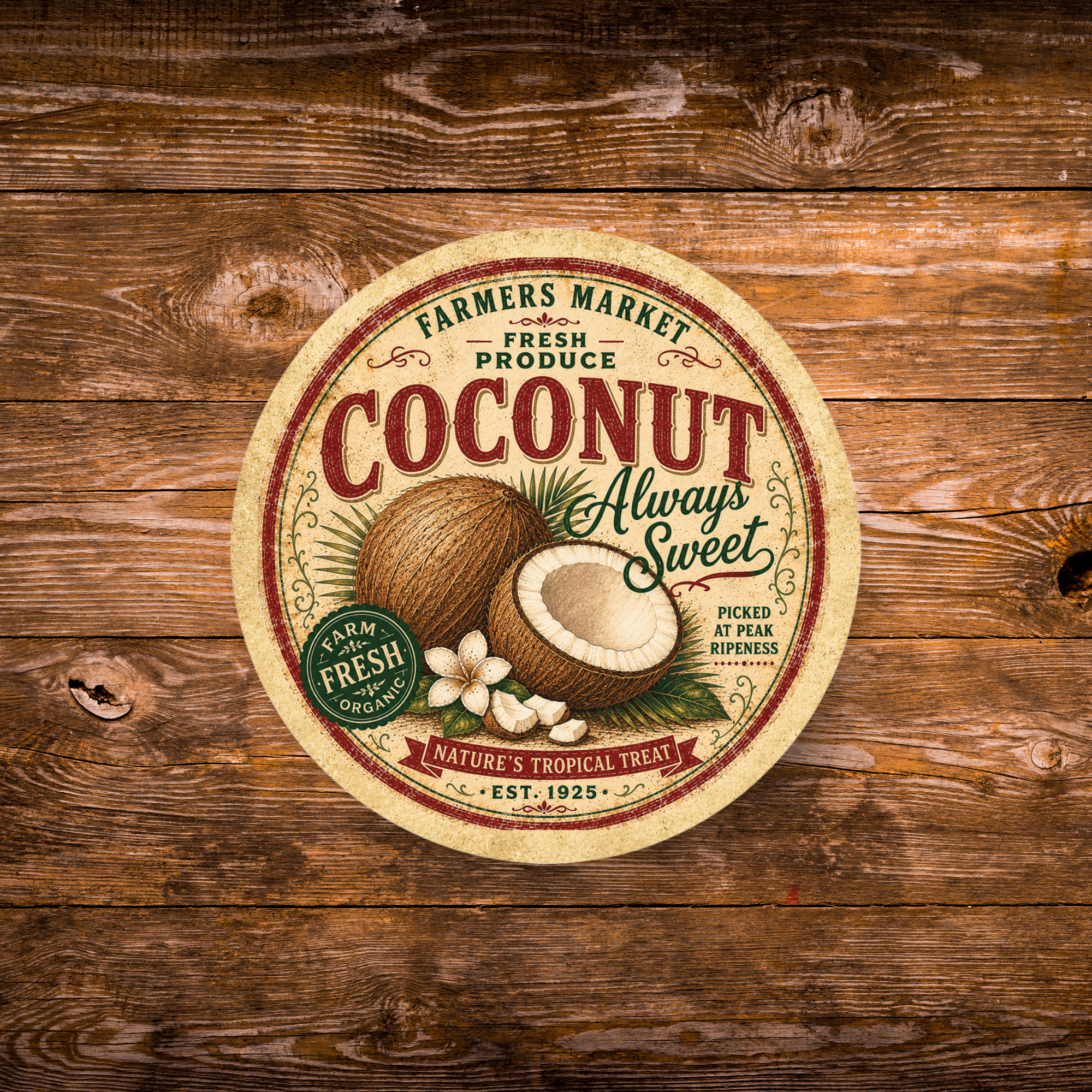 Vintage Coconut Refrigerator Magnet