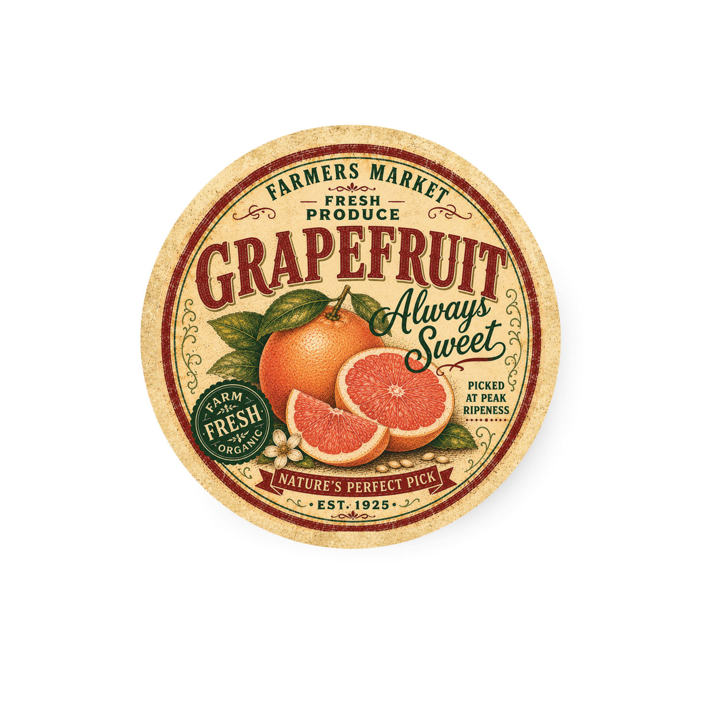 Vintage Grapefruit Refrigerator Magnet