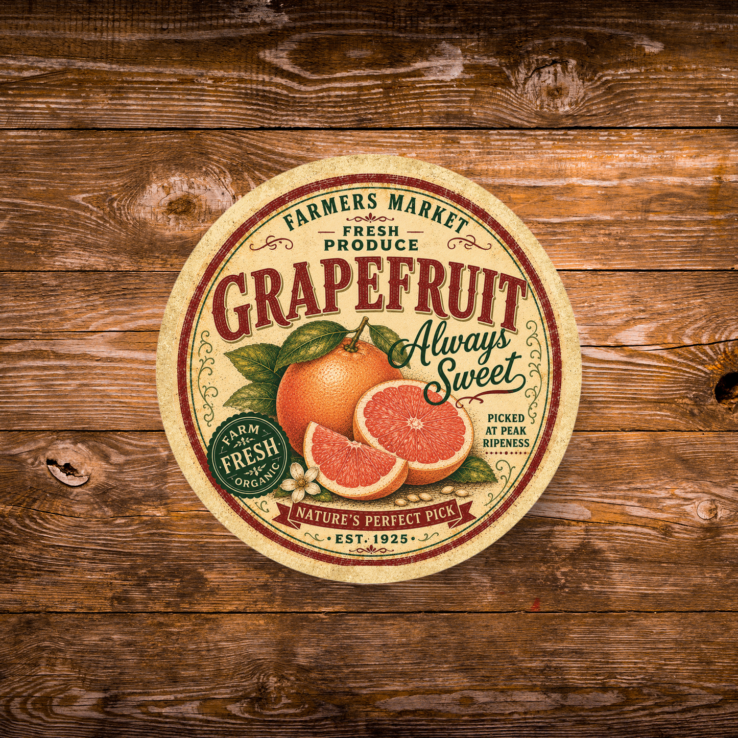 Vintage Grapefruit Refrigerator Magnet