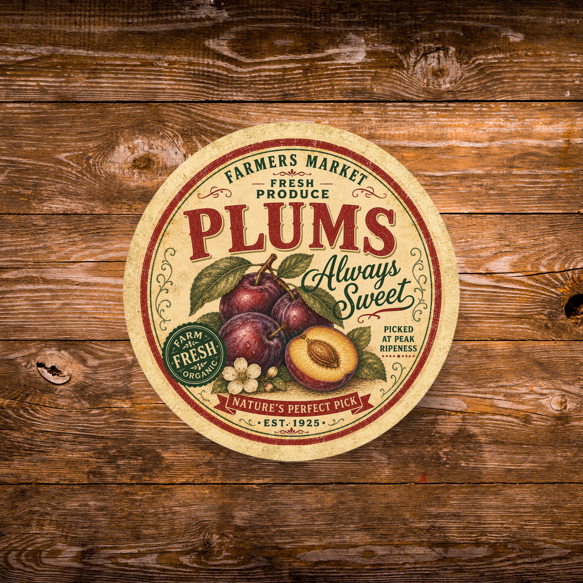 Vintage Plums Refrigerator Magnet