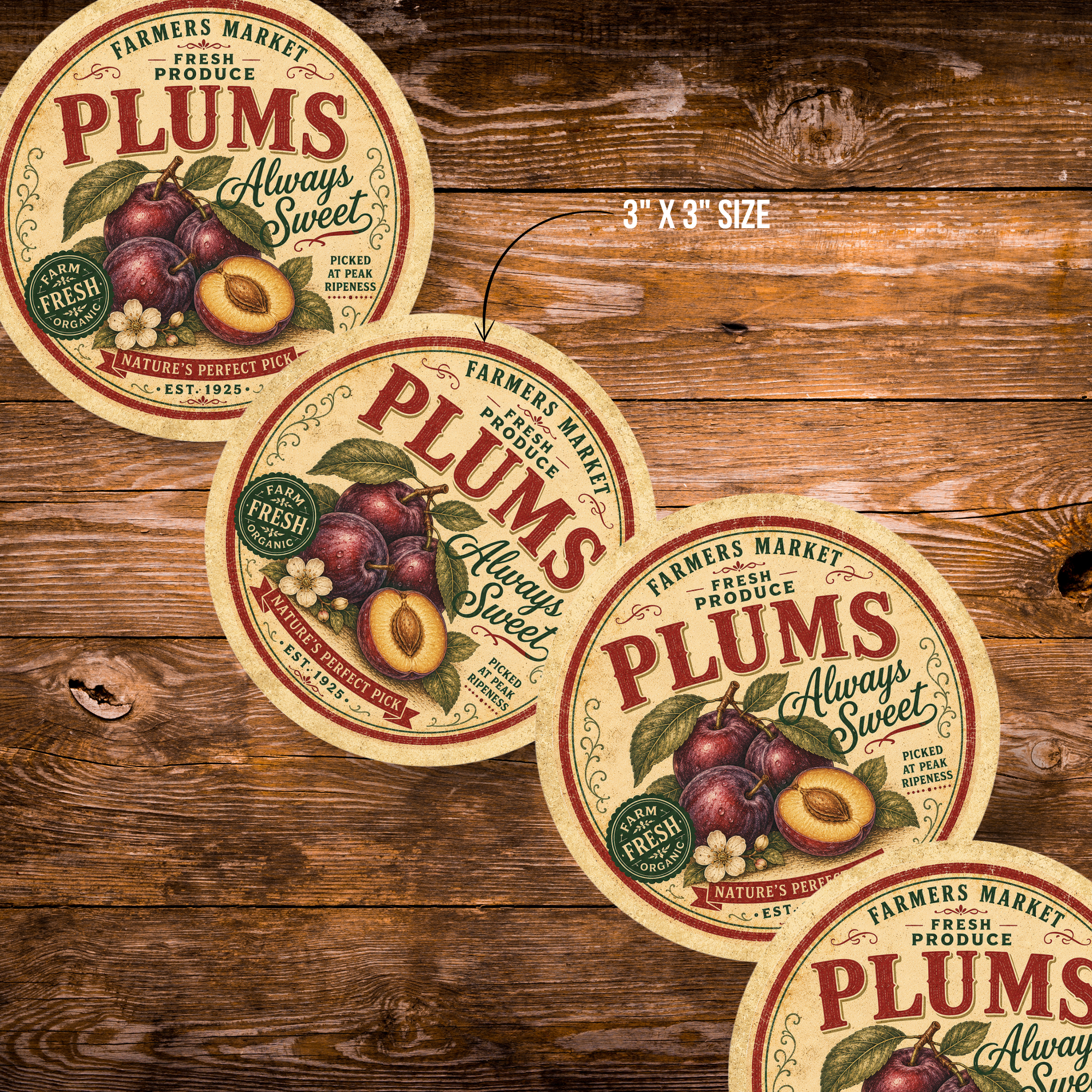 Vintage Plums Refrigerator Magnet