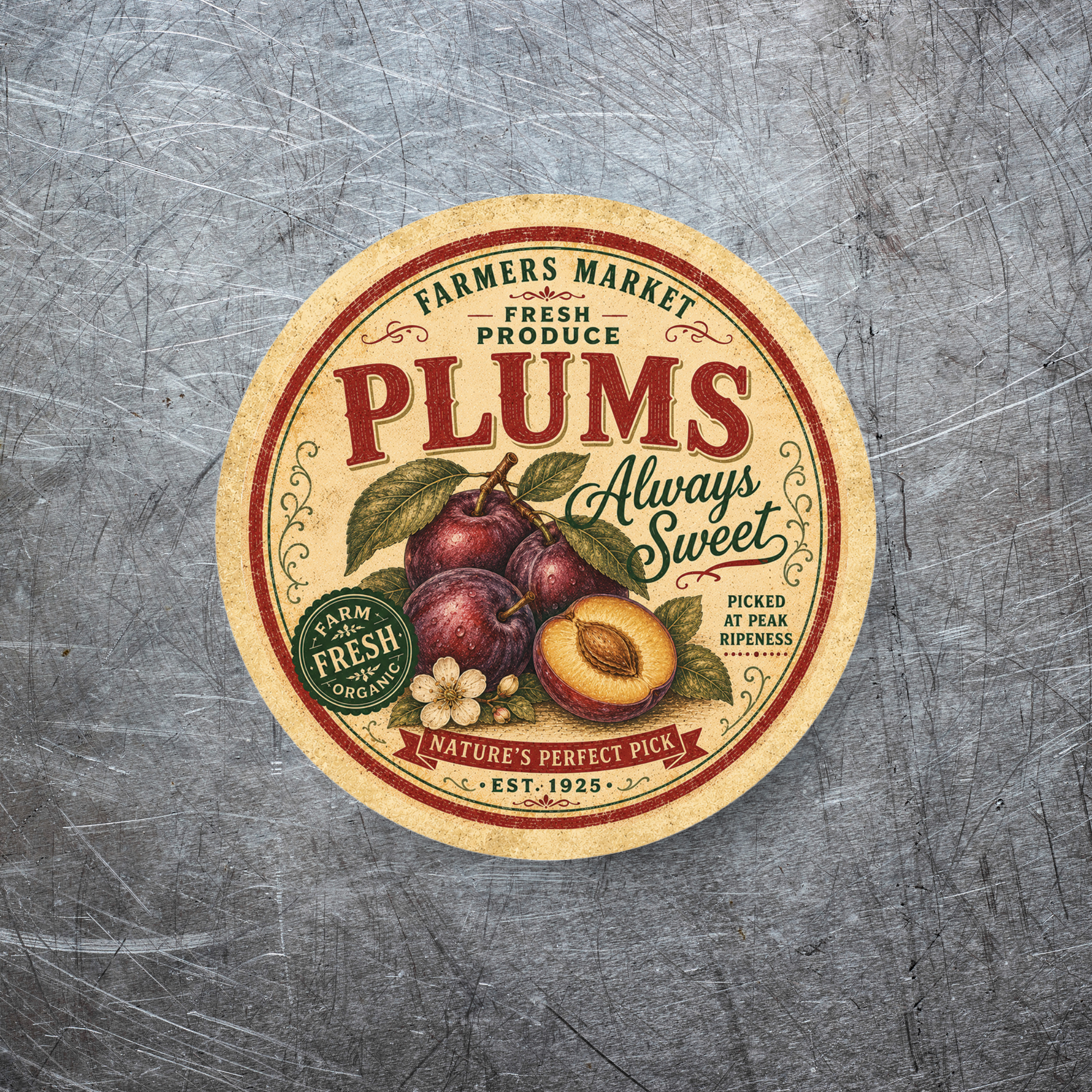 Vintage Plums Refrigerator Magnet