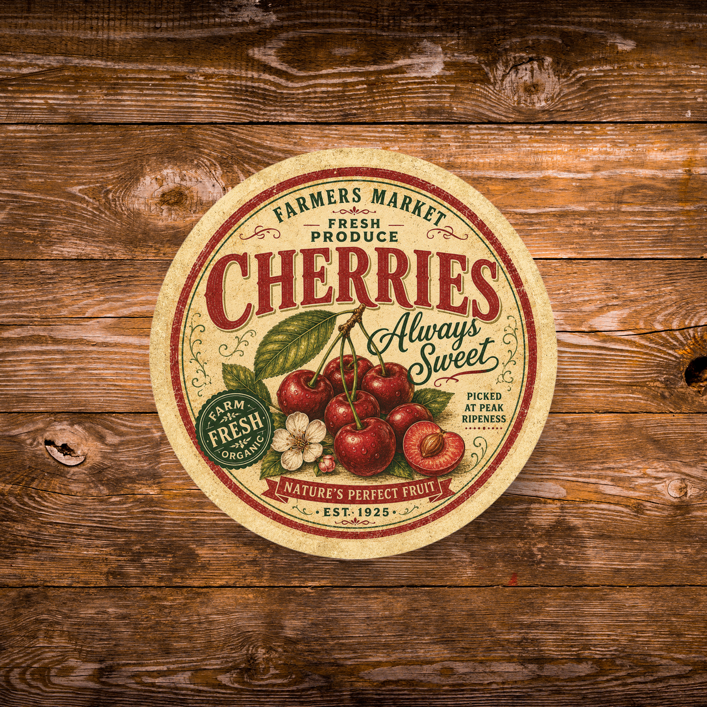 Vintage Cherries Refrigerator Magnet