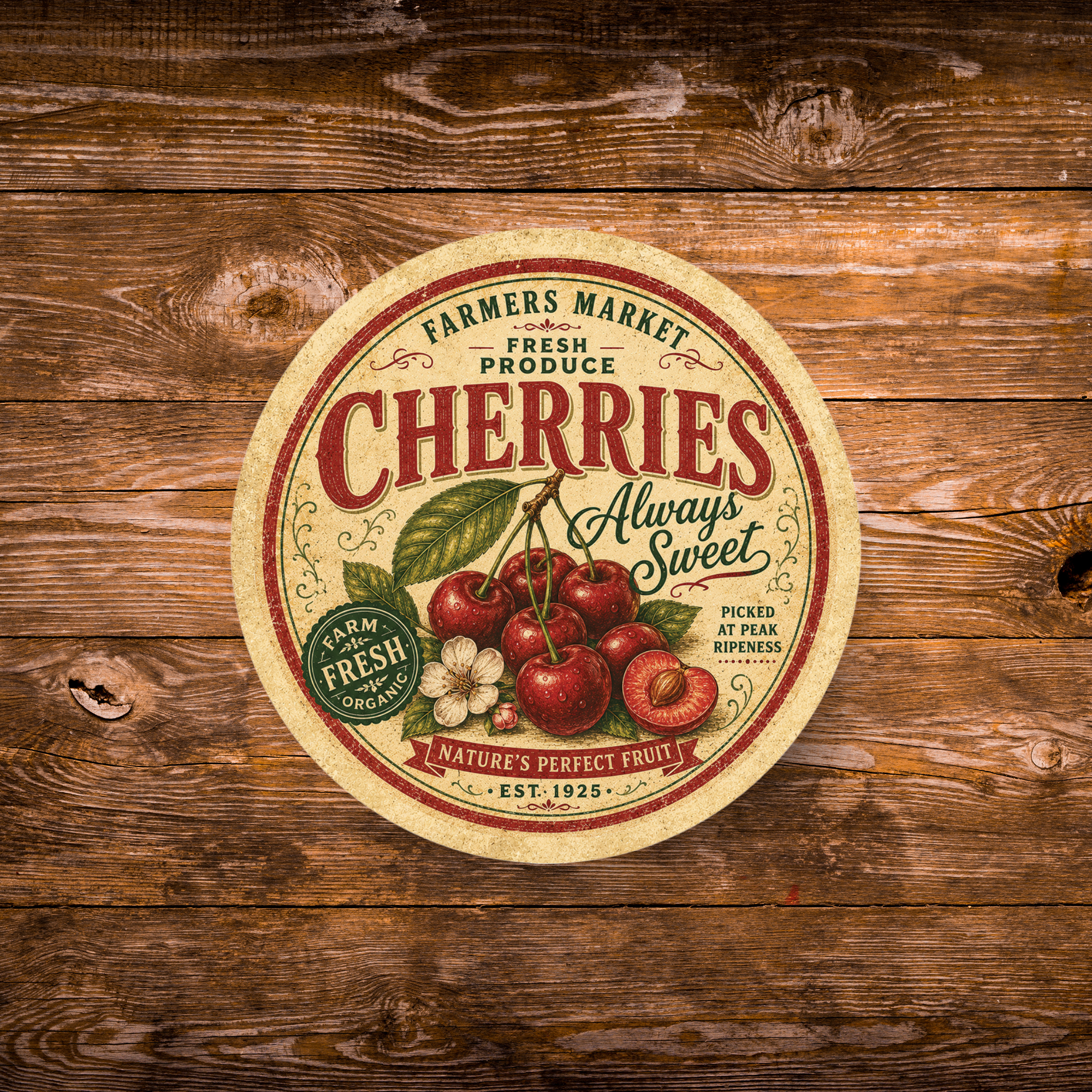 Vintage Cherries Refrigerator Magnet