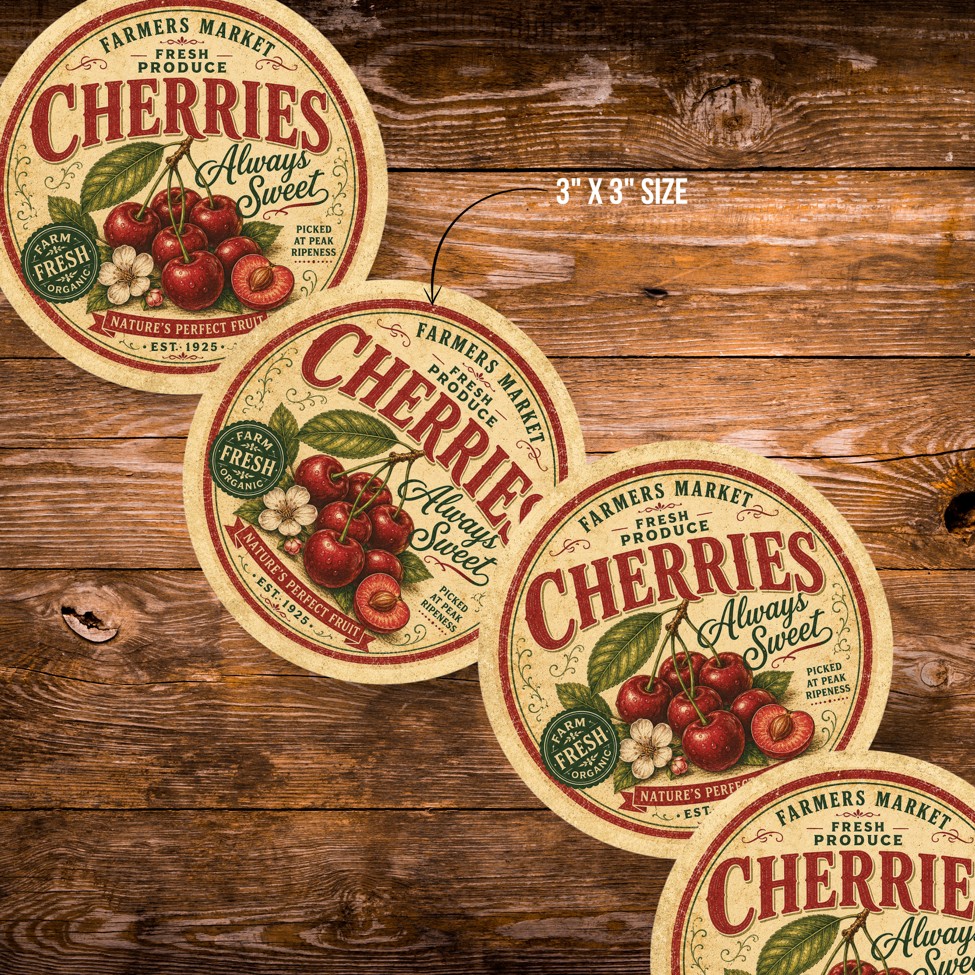 Vintage Cherries Refrigerator Magnet
