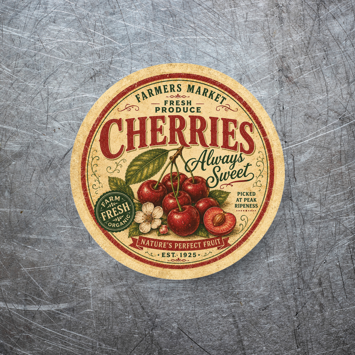 Vintage Cherries Refrigerator Magnet