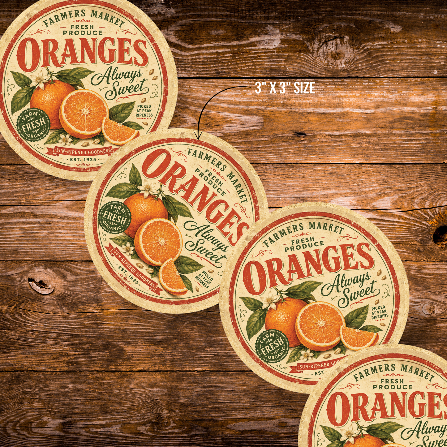 Vintage Oranges Refrigerator Magnet