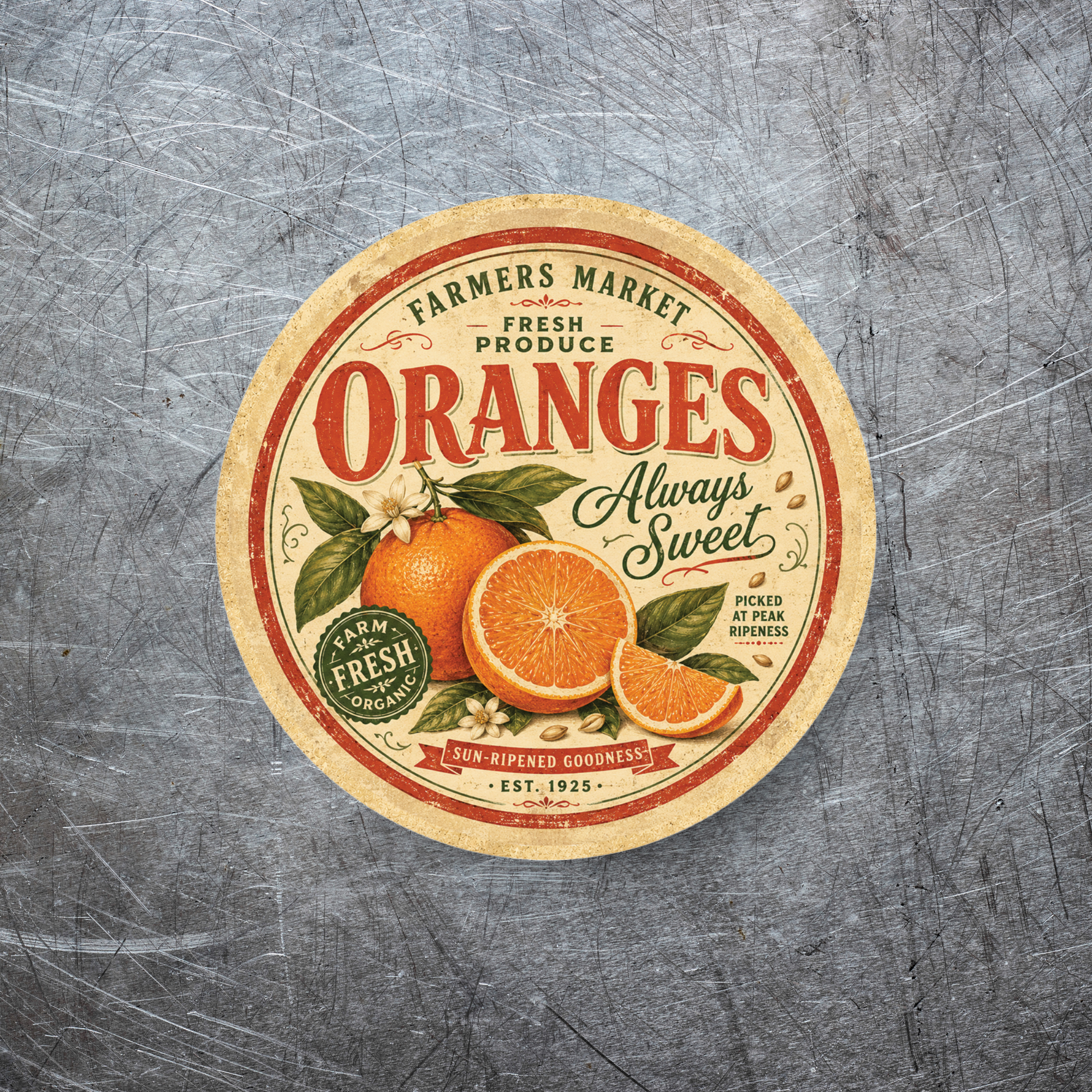 Vintage Oranges Refrigerator Magnet