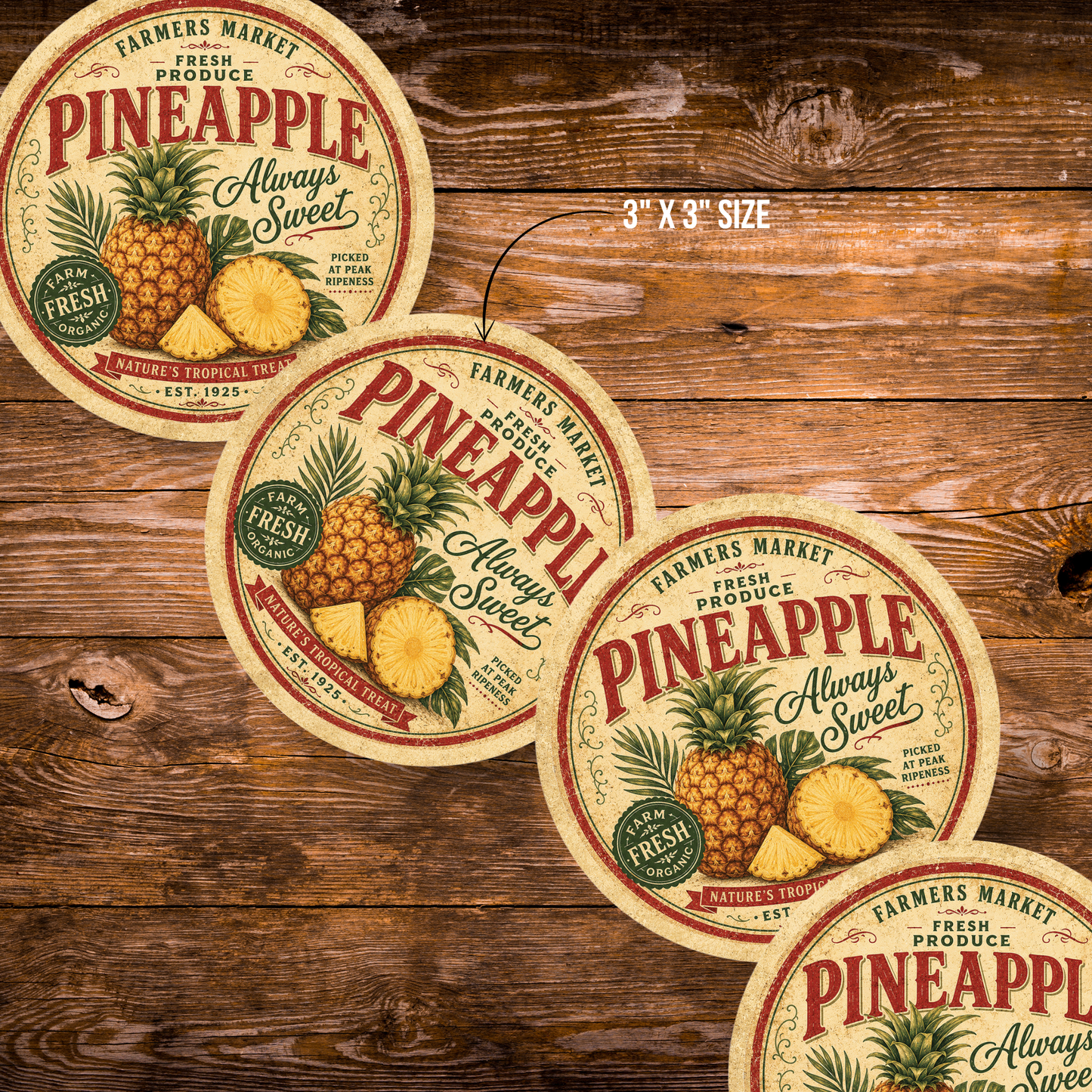 Vintage Pineapple Refrigerator Magnet