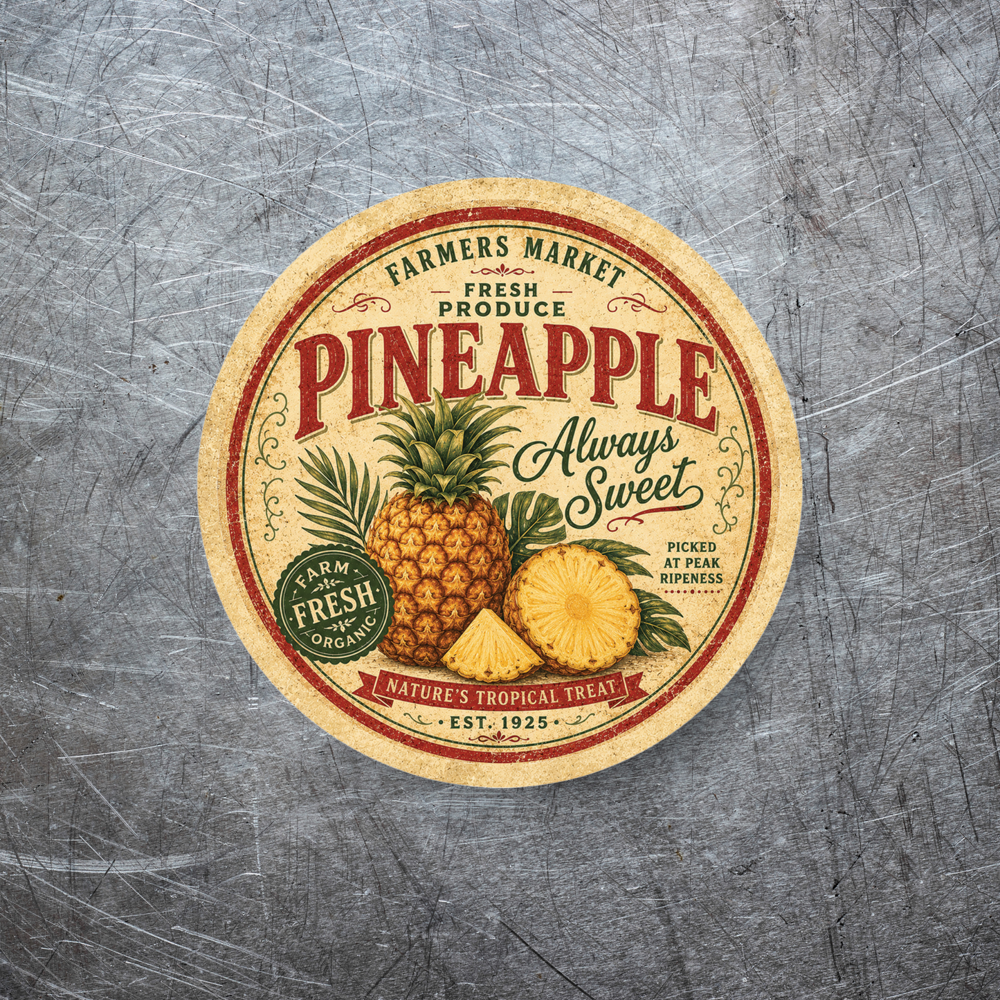 Vintage Pineapple Refrigerator Magnet