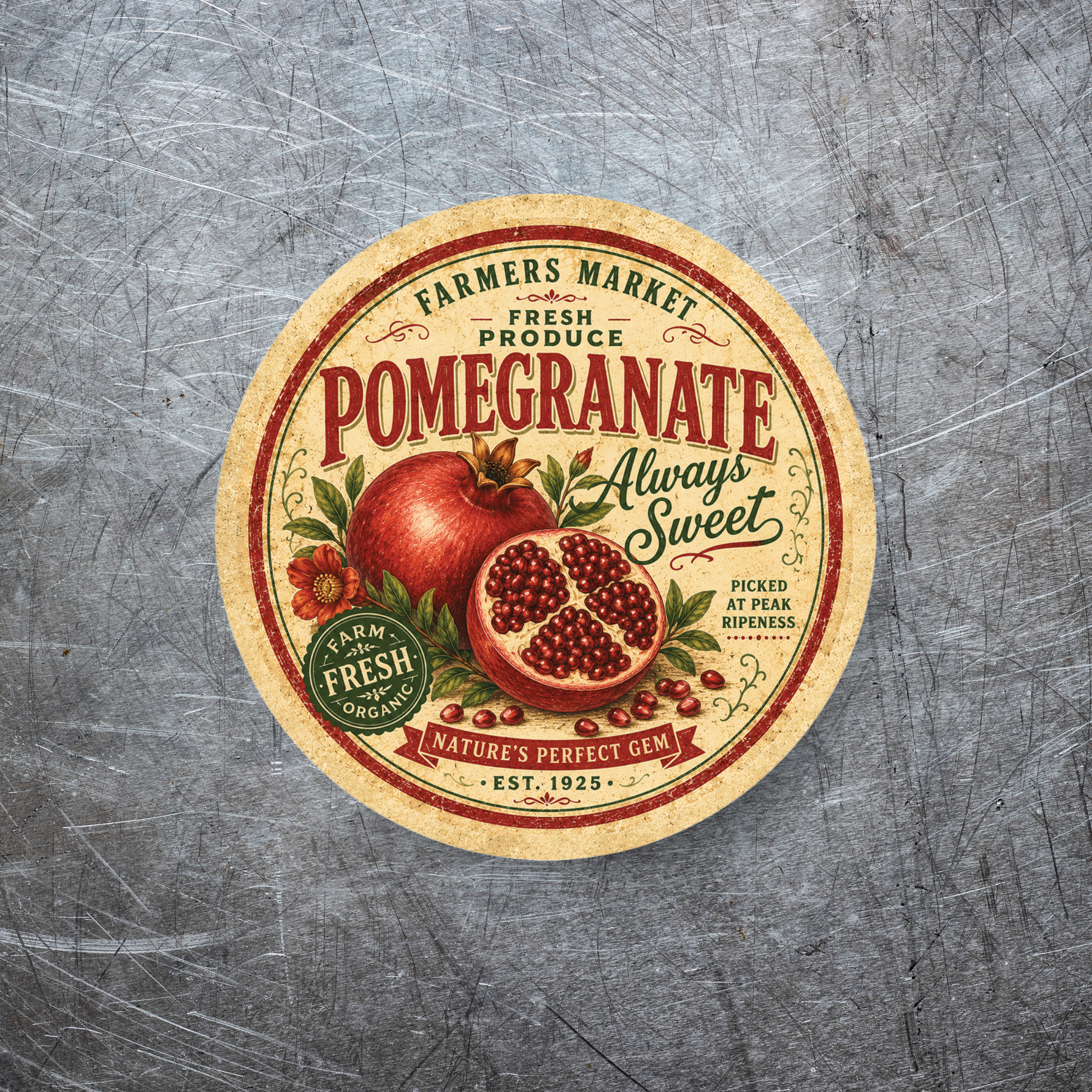 Vintage Pomergranate Refrigerator Magnet