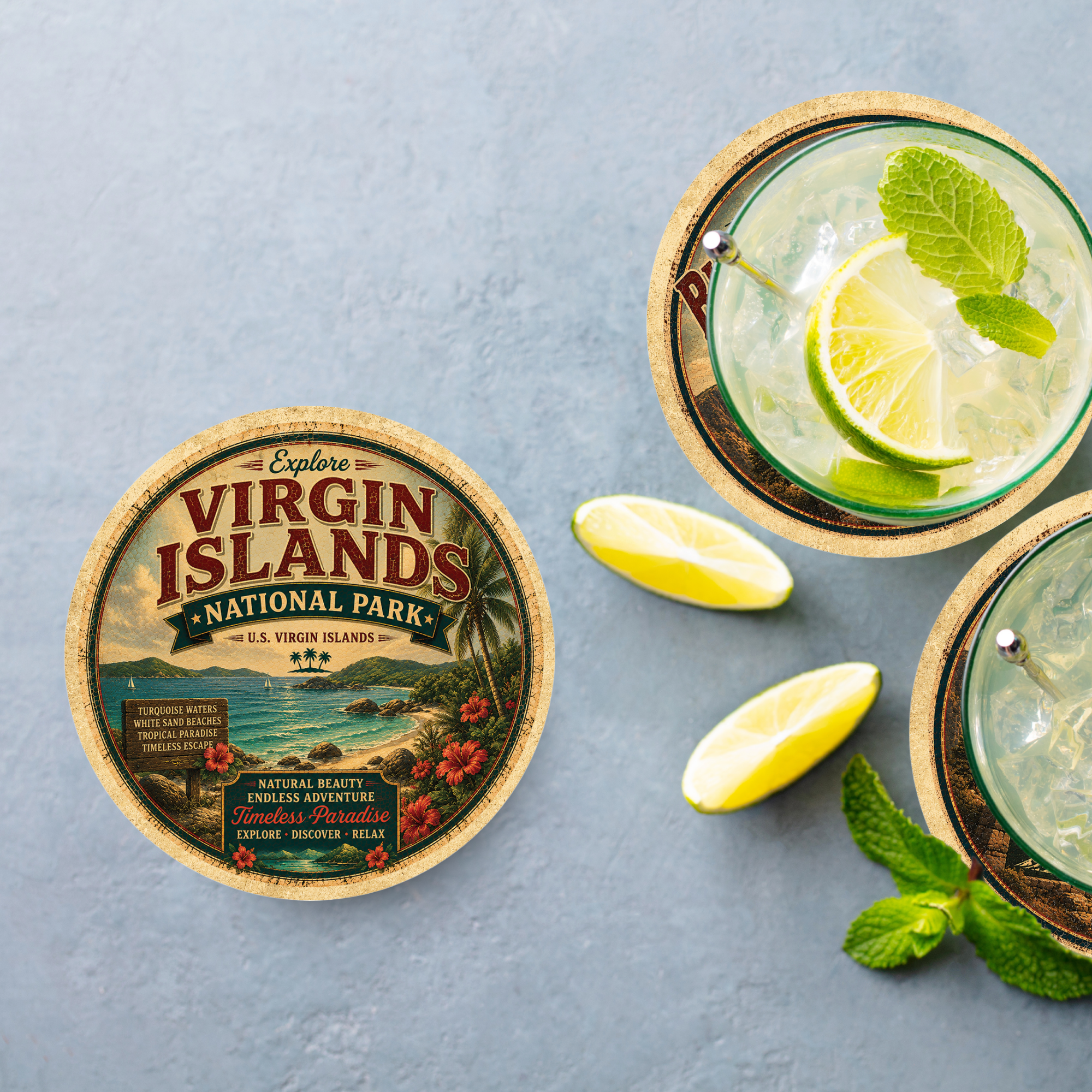 Virgin Islands National Park Ceramic Coaster – 4" Round