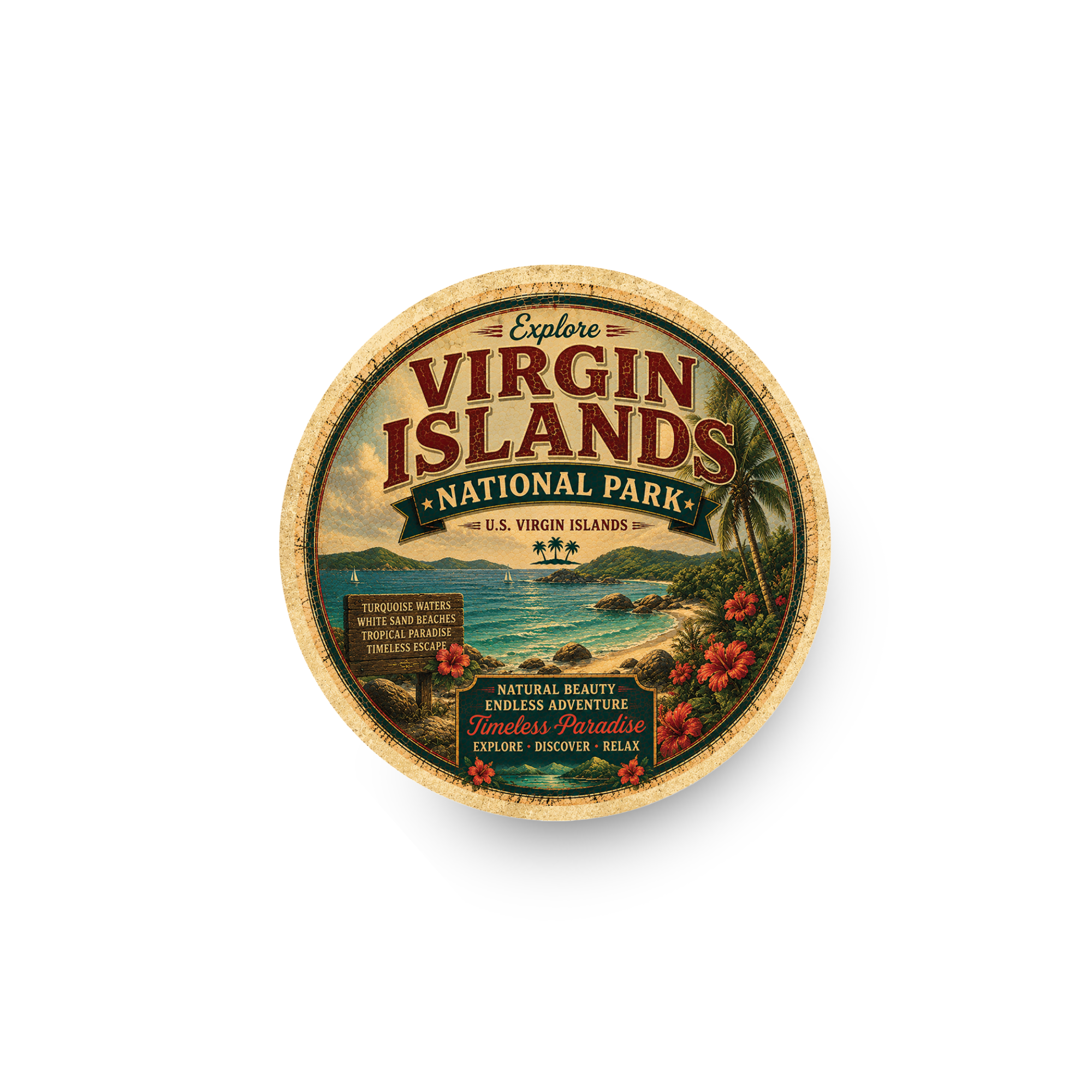 Virgin Islands National Park Ceramic Coaster – 4" Round