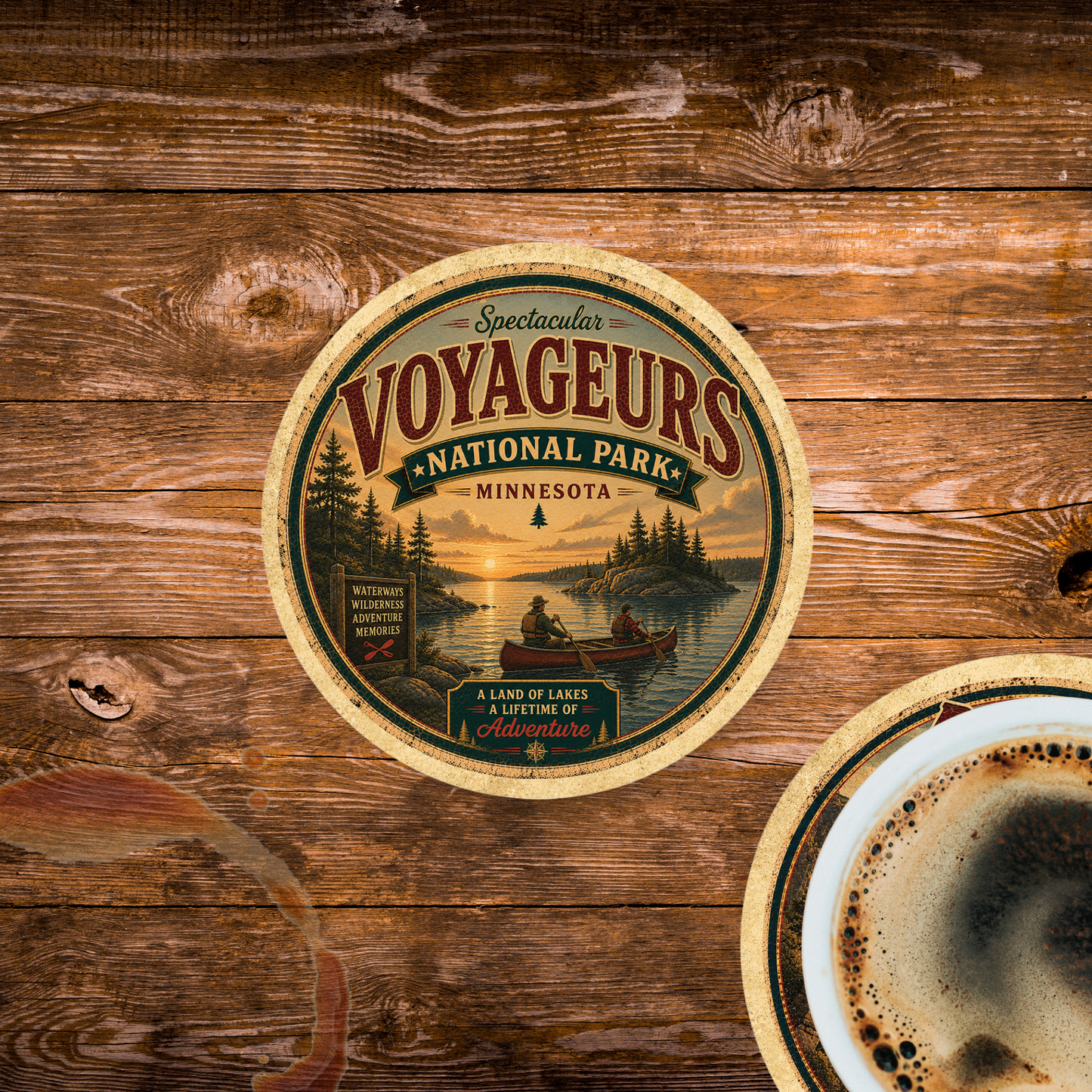 Voyageurs National Park Ceramic Coaster – 4" Round