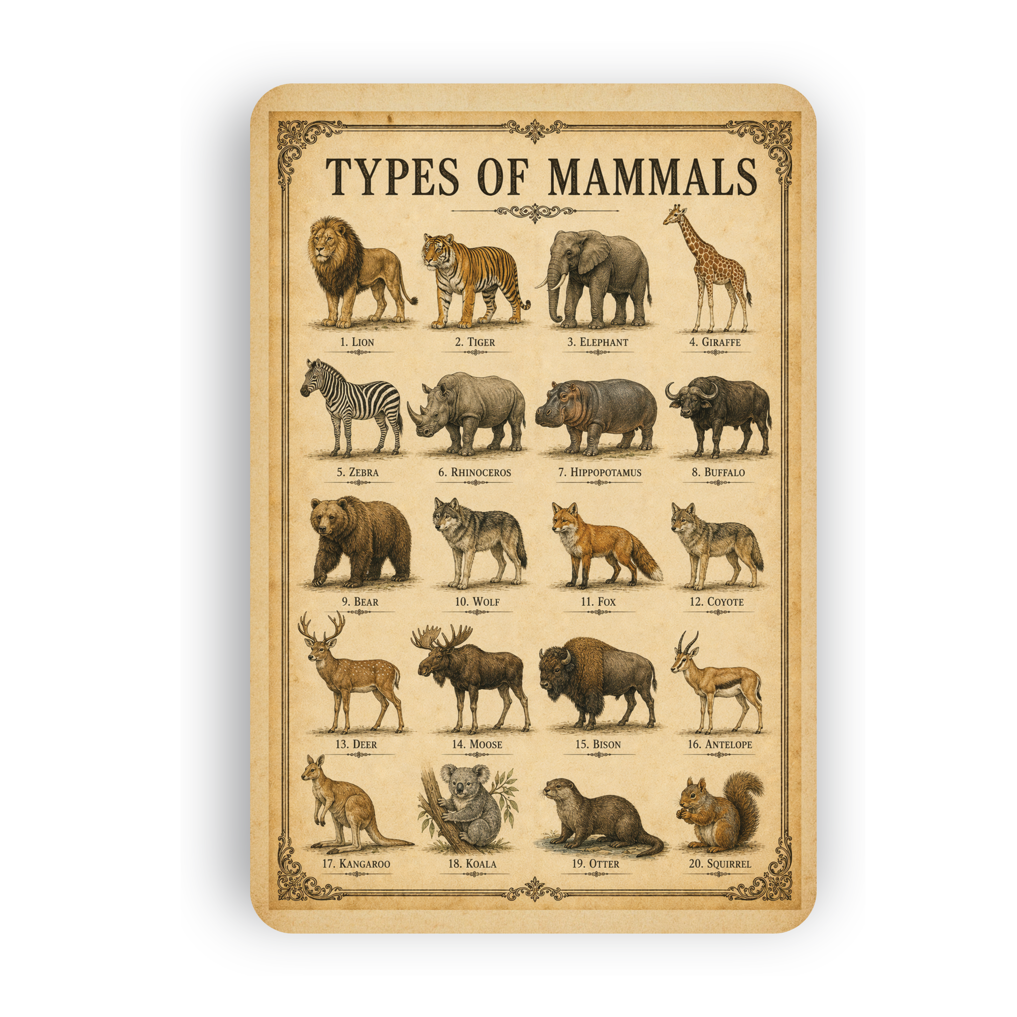 Types of Mammals Sign
