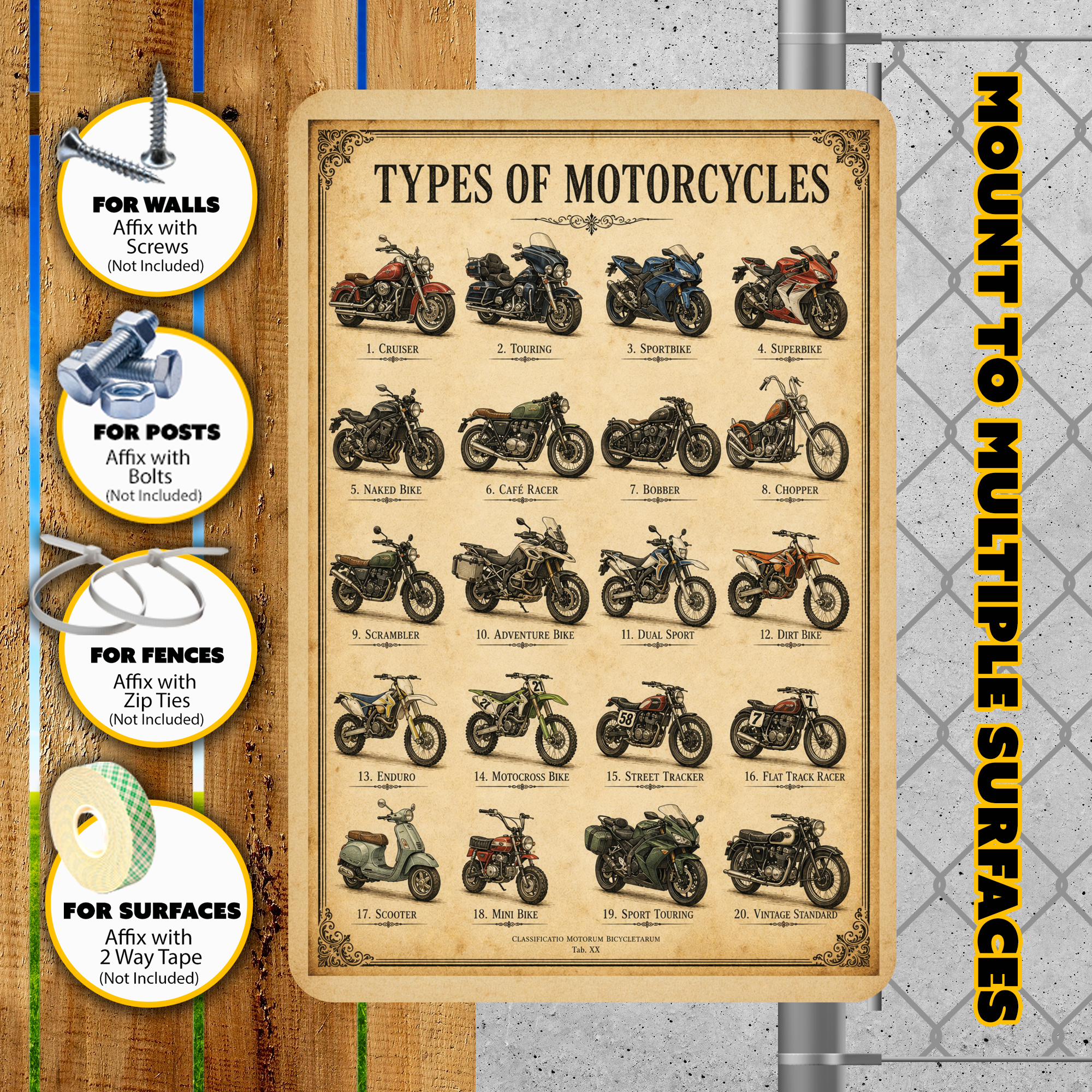 Types of Motorcycles Sign