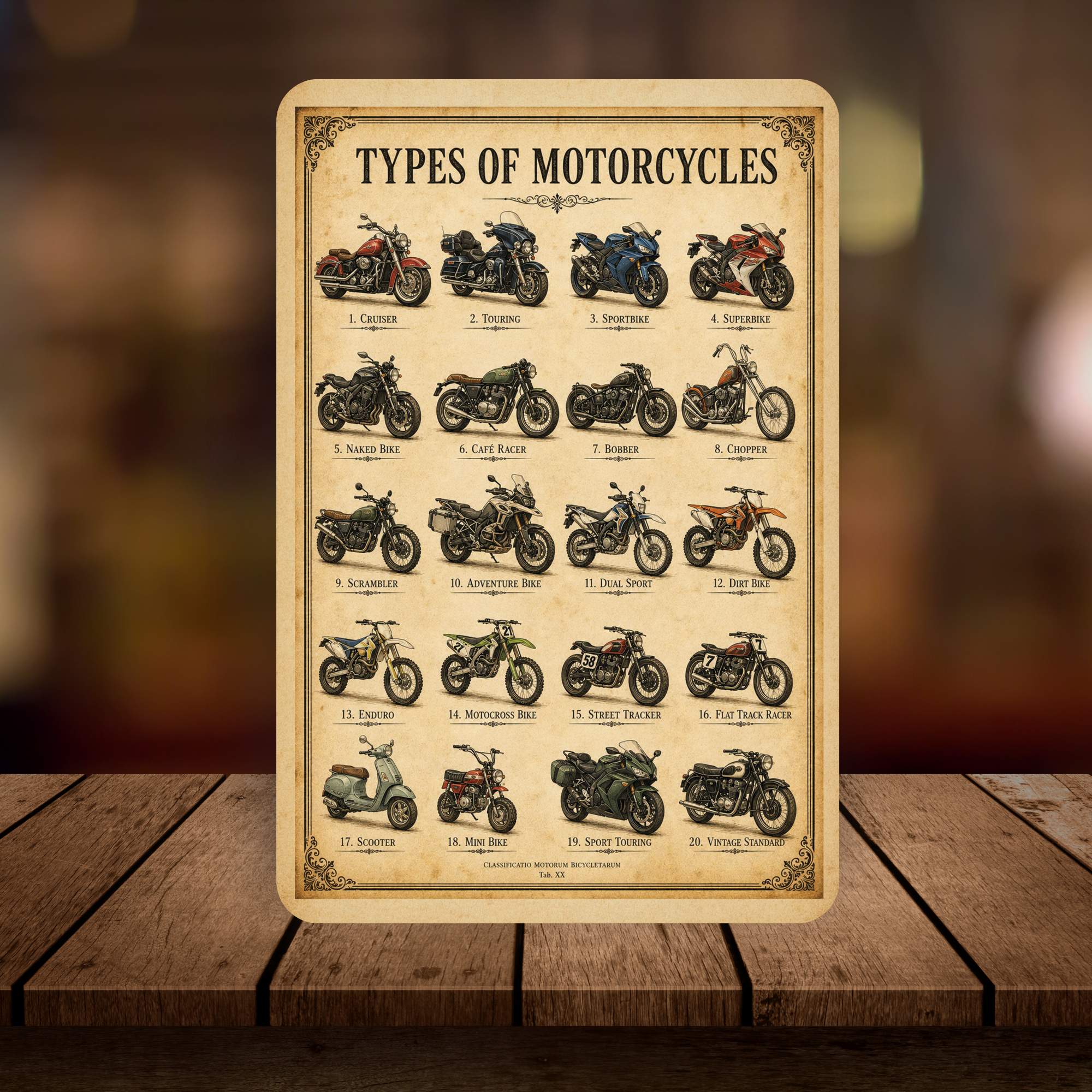 Types of Motorcycles Sign