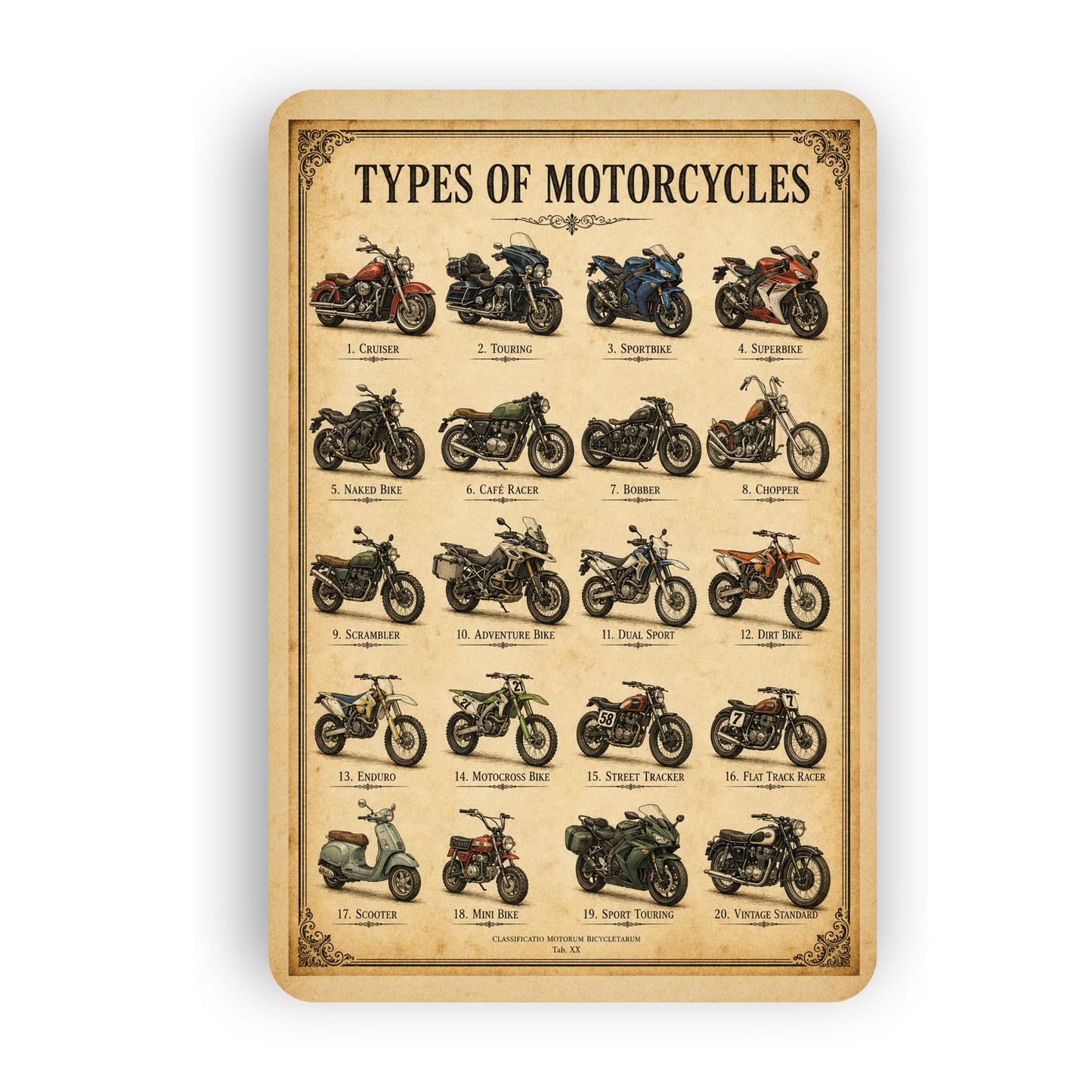 Types of Motorcycles Sign