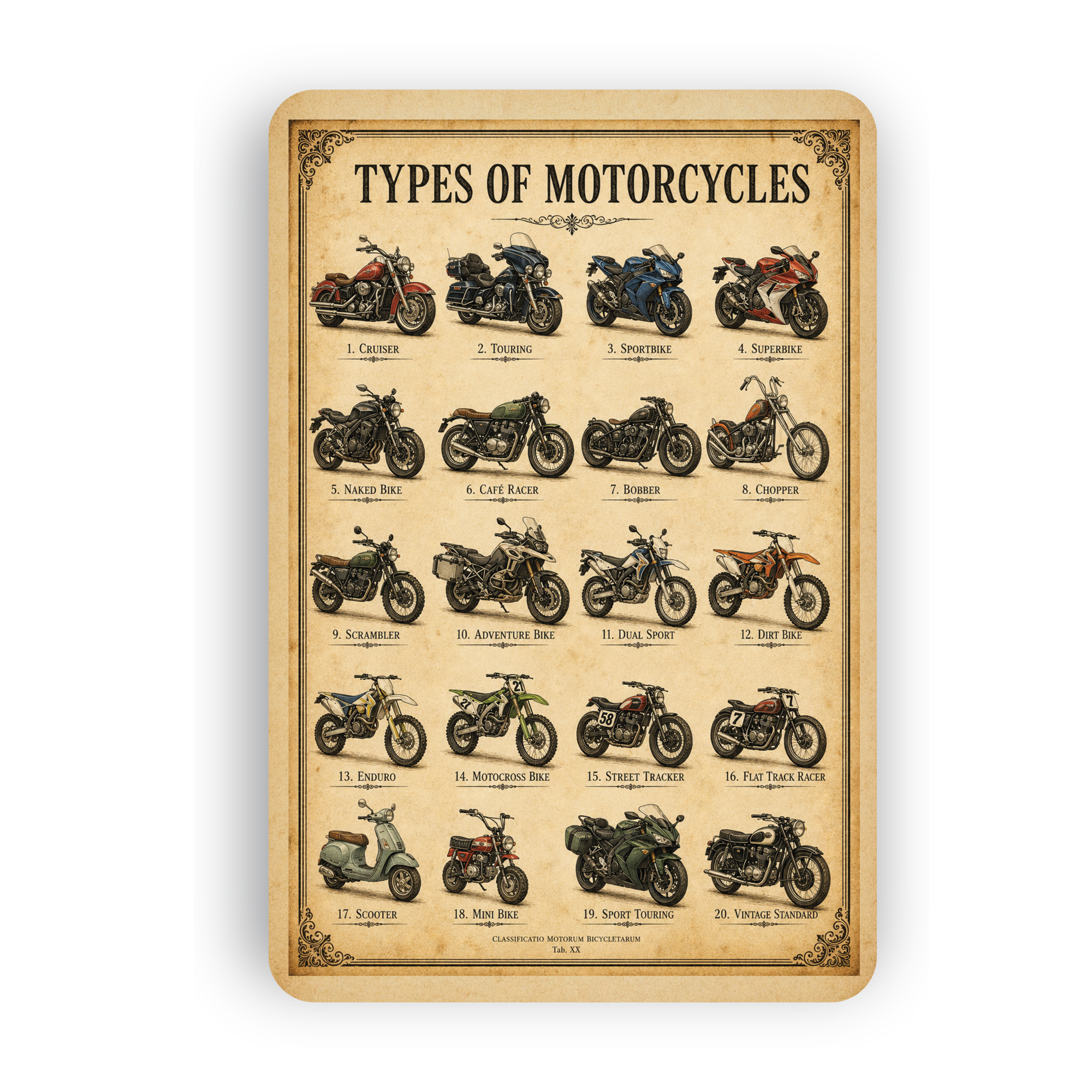 Types of Motorcycles Sign
