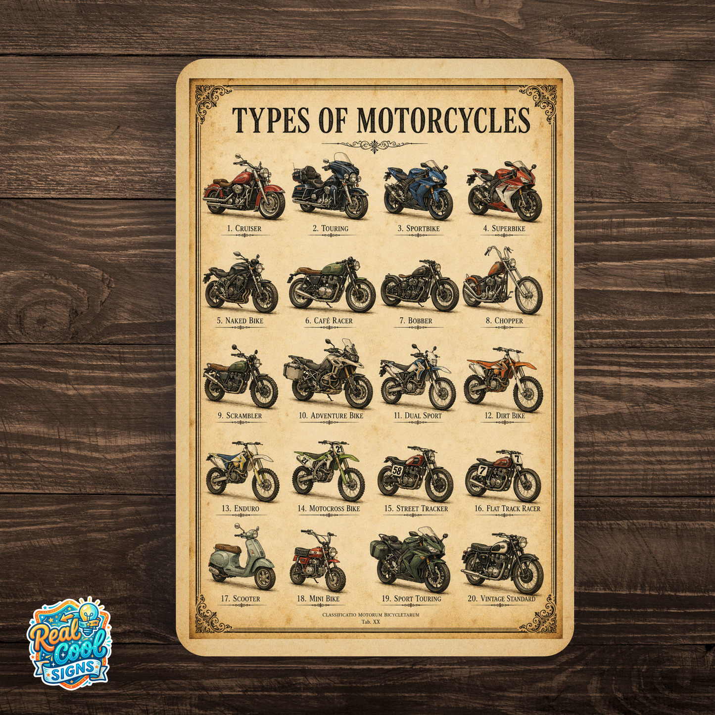 Types of Motorcycles Sign