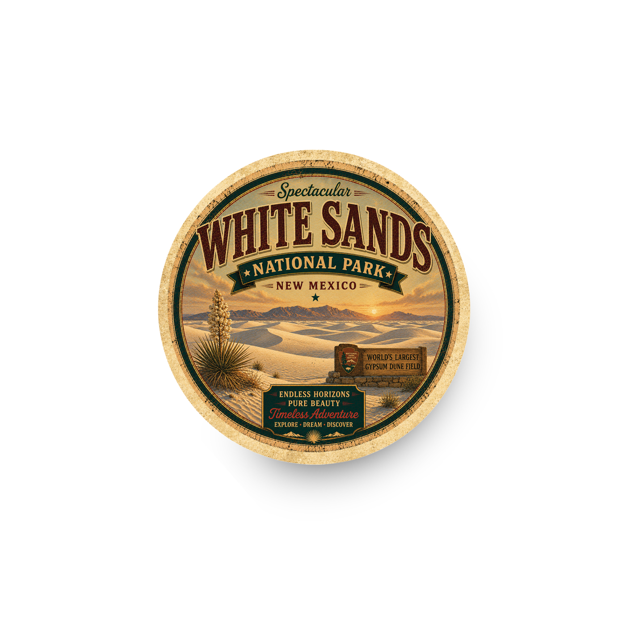 White Sands National Park Ceramic Coaster – 4" Round