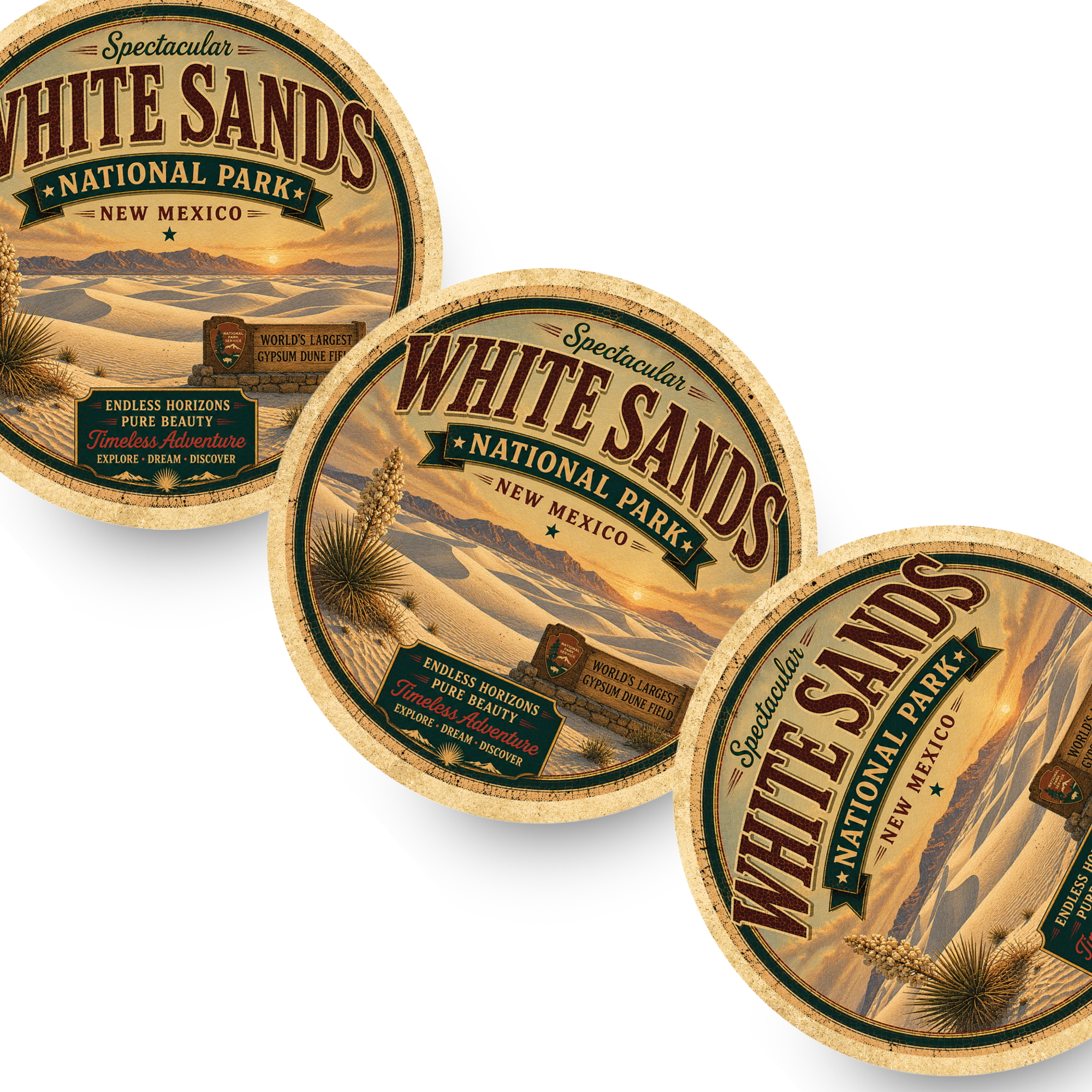 White Sands National Park Ceramic Coaster – 4" Round