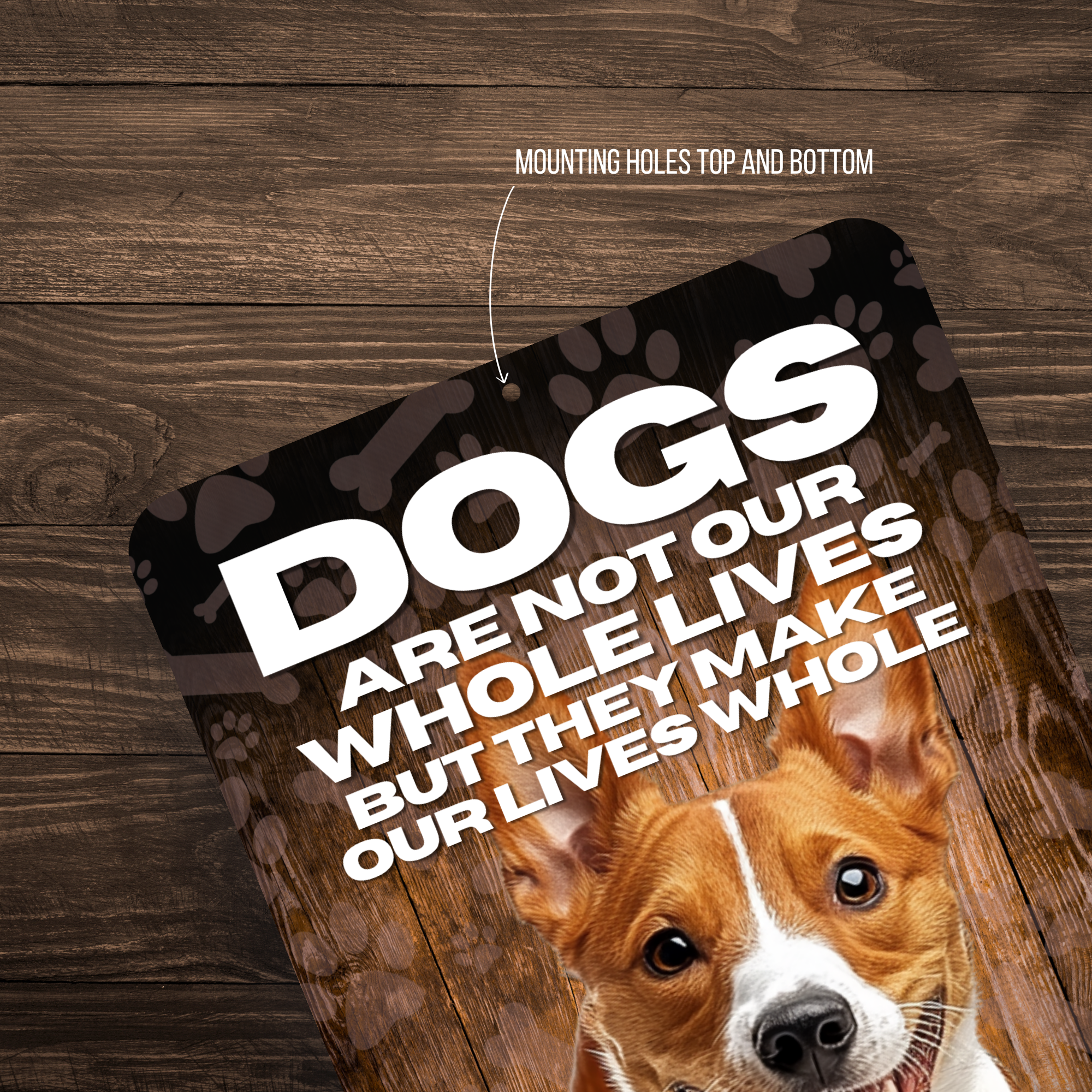 Basenji Dog “Our Lives Whole” Aluminum Sign – Dog Lover Decor