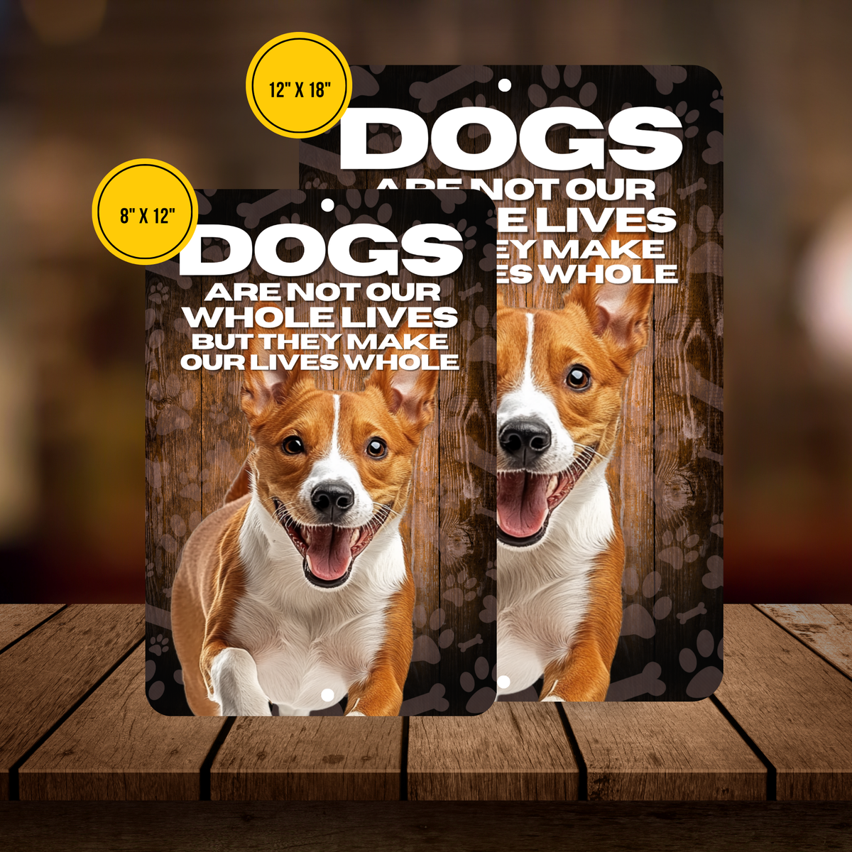 Basenji Dog “Our Lives Whole” Aluminum Sign – Dog Lover Decor