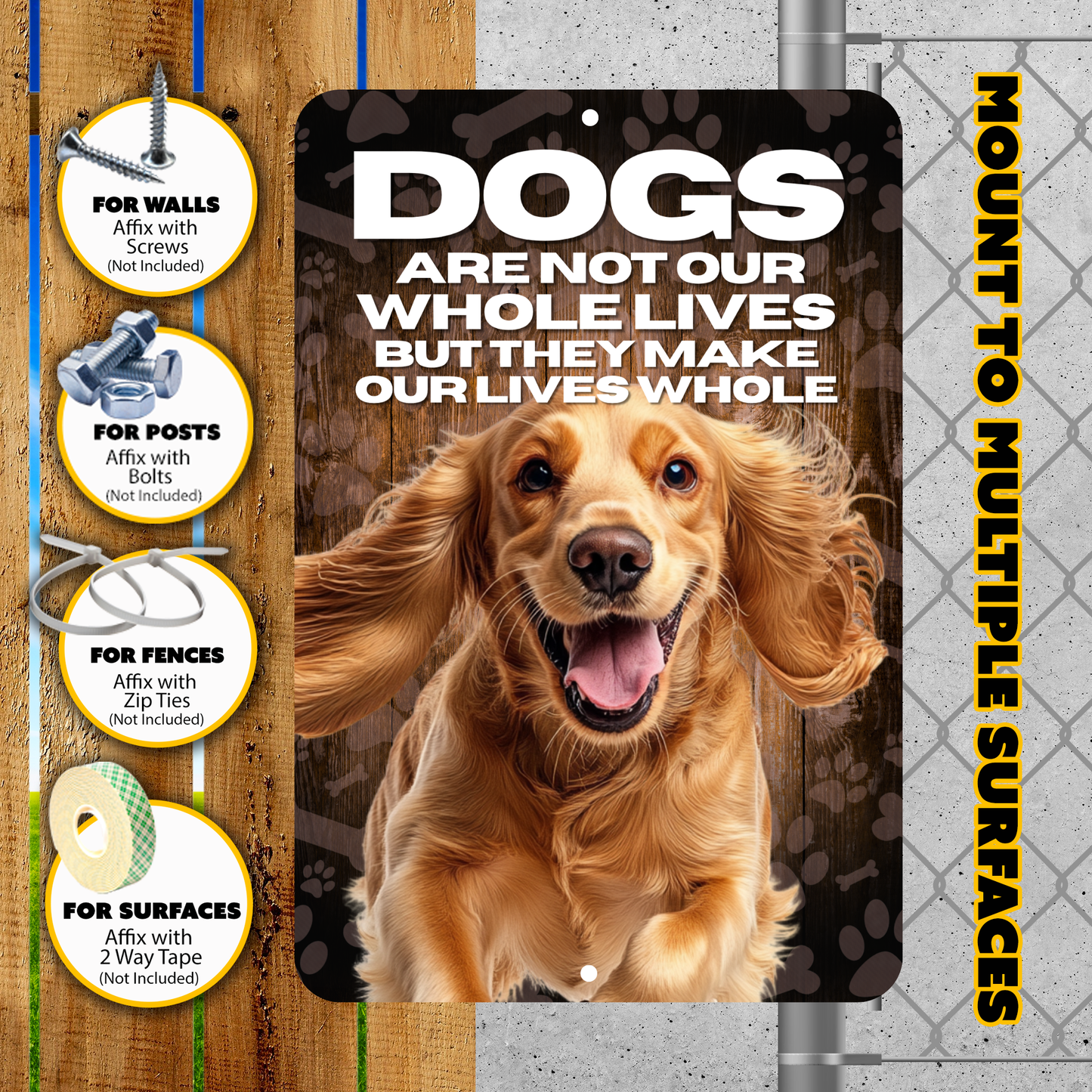 Cocker Spaniel Dog “Our Lives Whole” Aluminum Sign – Dog Lover Decor