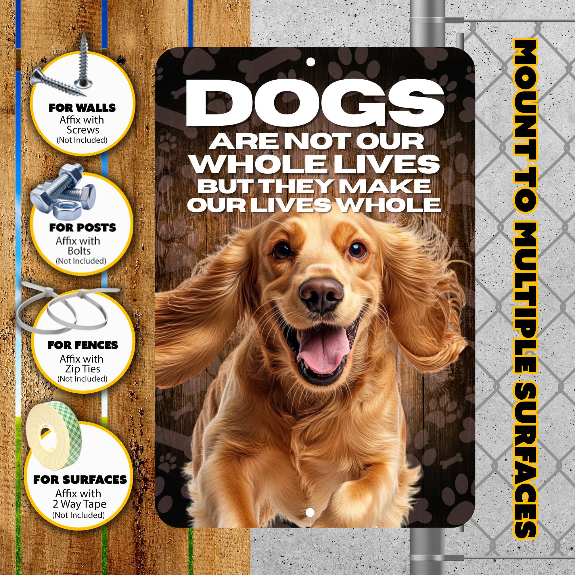 Cocker Spaniel Dog “Our Lives Whole” Aluminum Sign – Dog Lover Decor