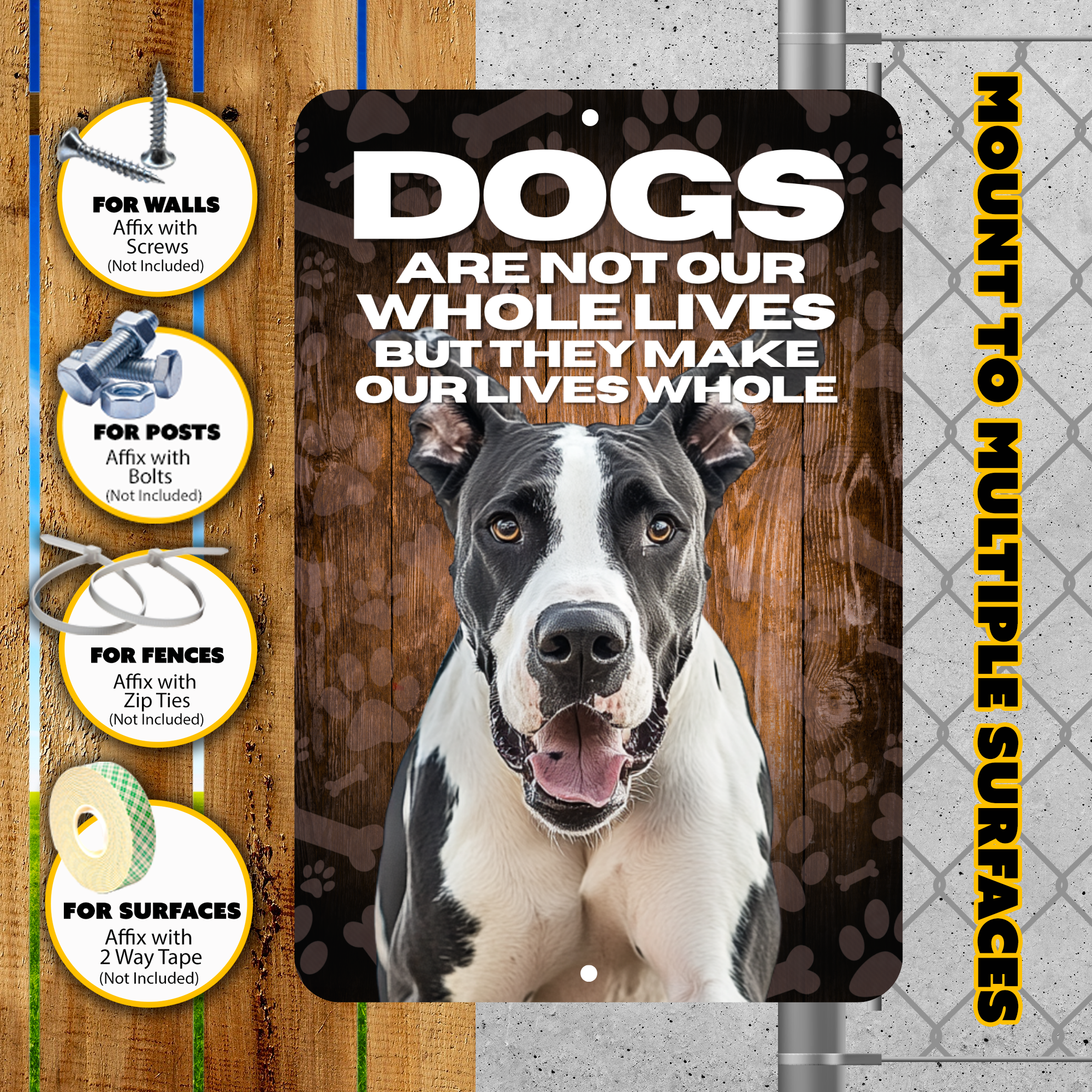 Great Dane “Our Lives Whole” Aluminum Dog Sign – Dog Lover Decor