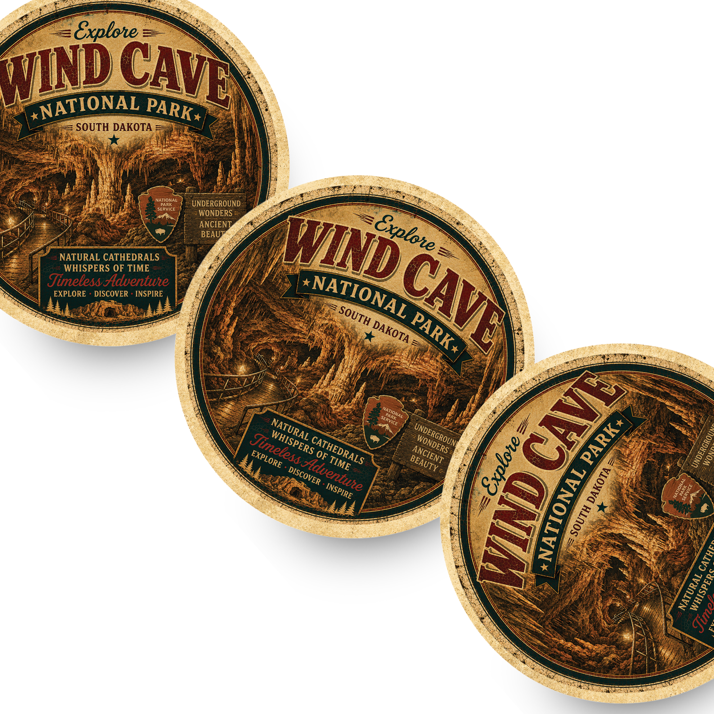 Wind Cave National Park Ceramic Coaster – 4" Round
