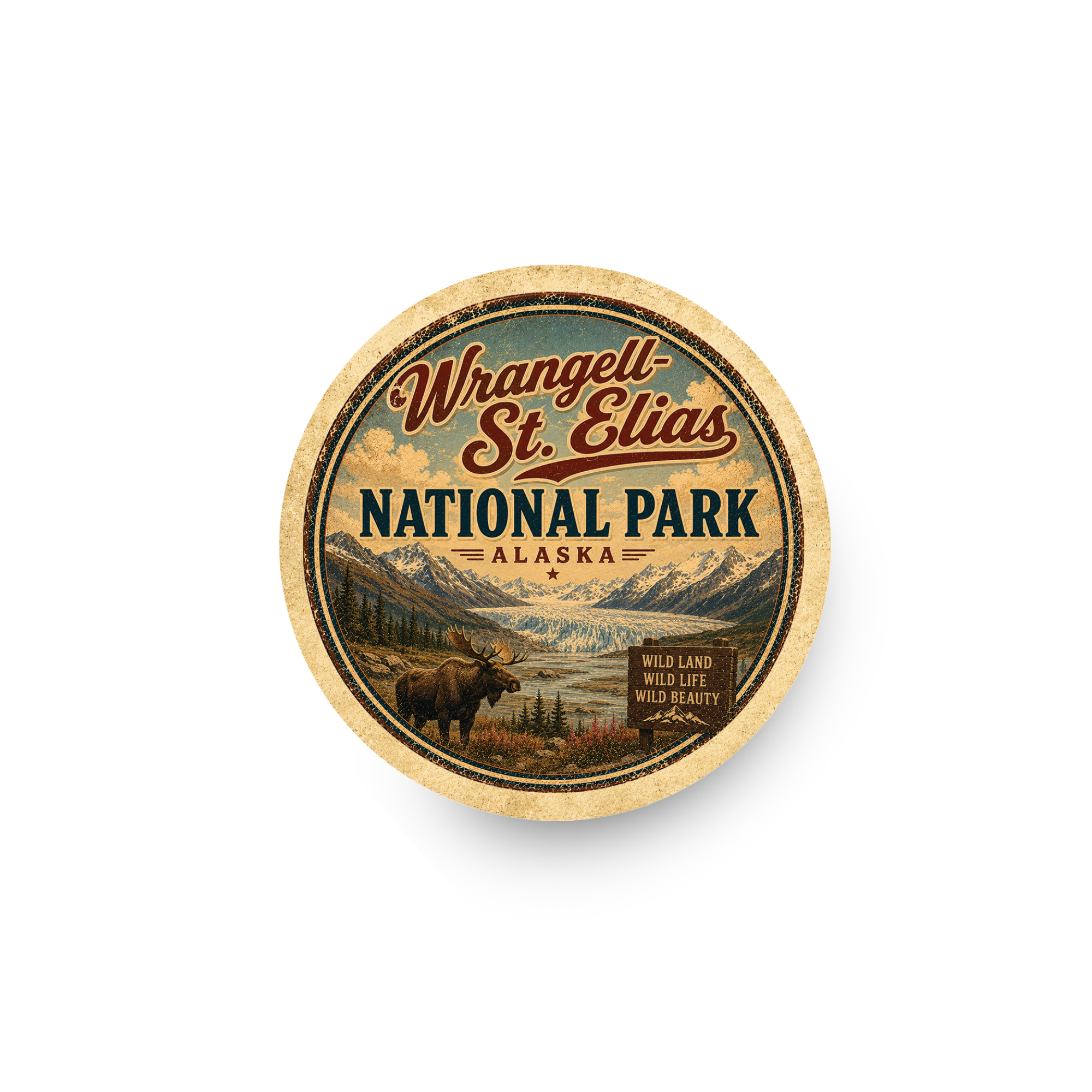 Wrangell–St. Elias National Park Ceramic Coaster – 4" Round