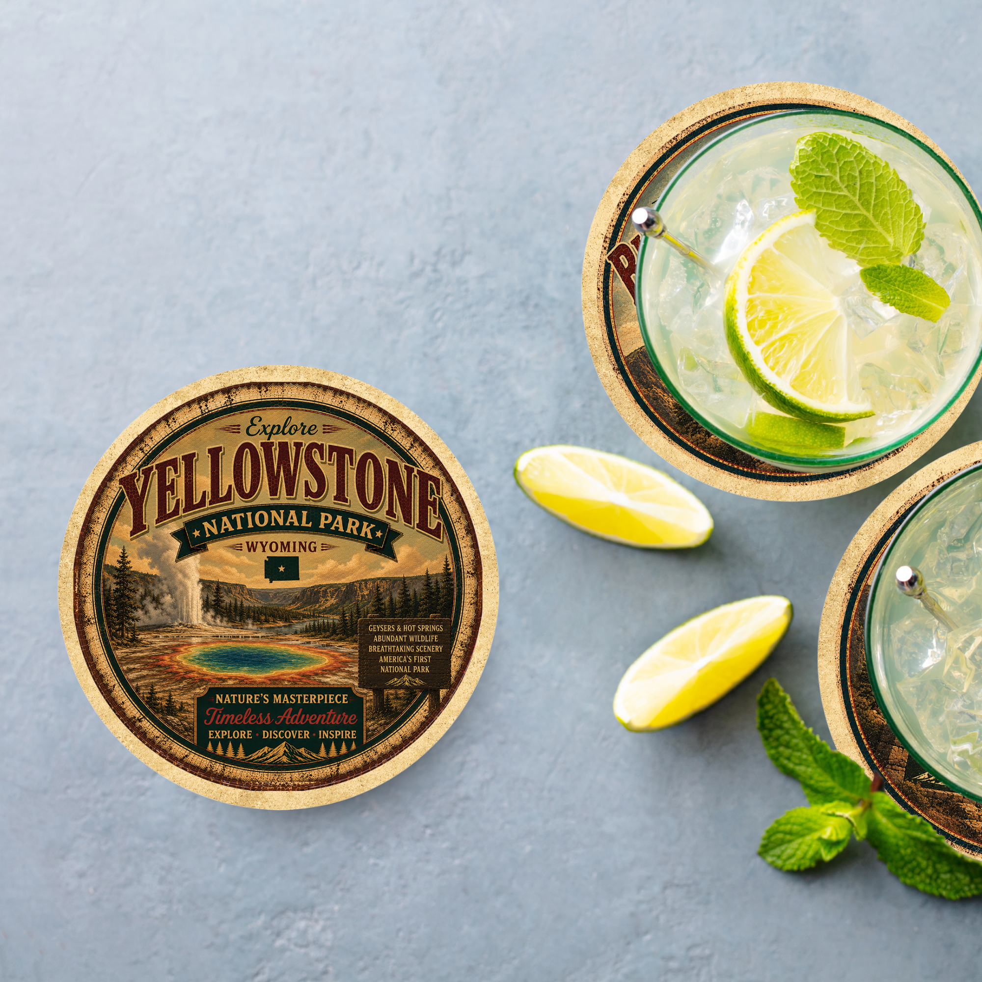 Yellowstone National Park Ceramic Coaster – 4" Round