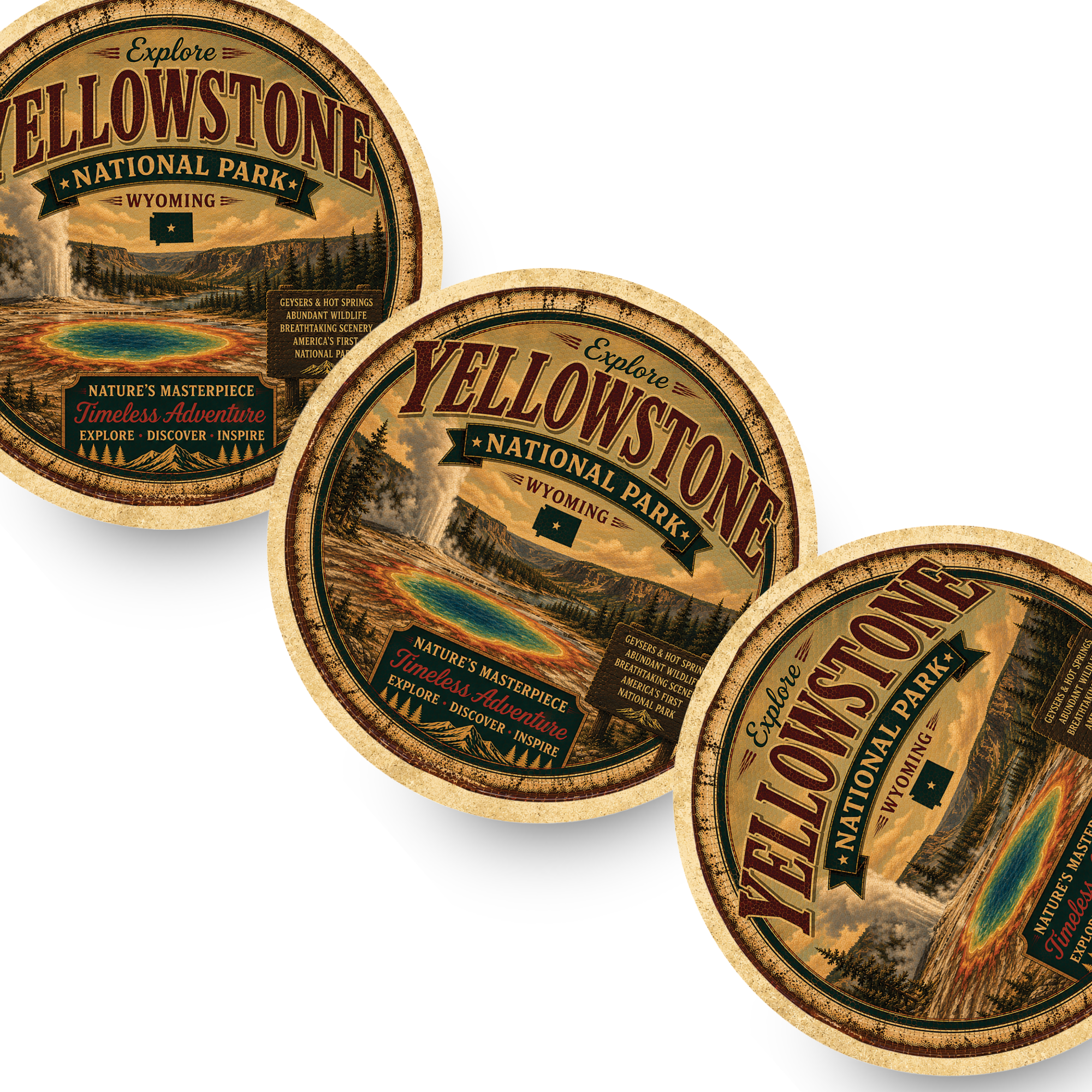 Yellowstone National Park Ceramic Coaster – 4" Round