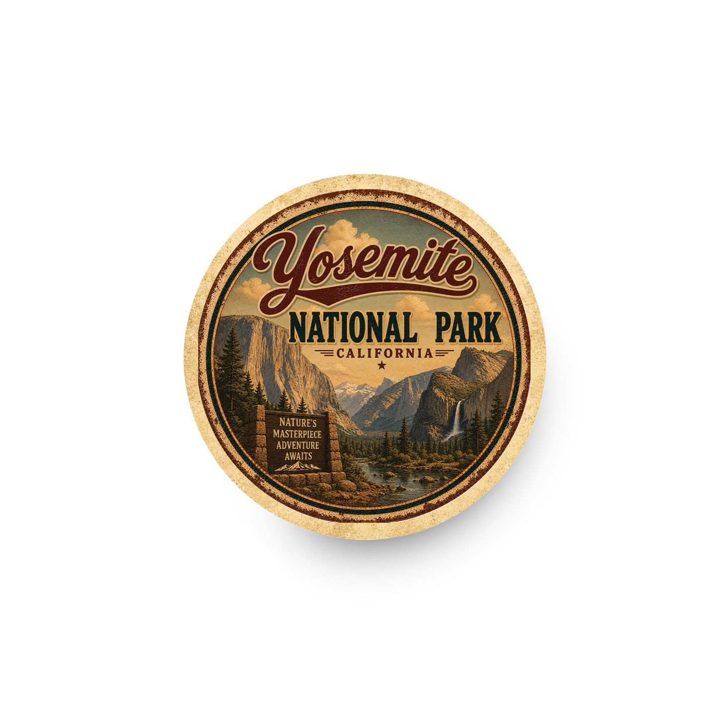 Yosemite National Park Ceramic Coaster – 4" Round